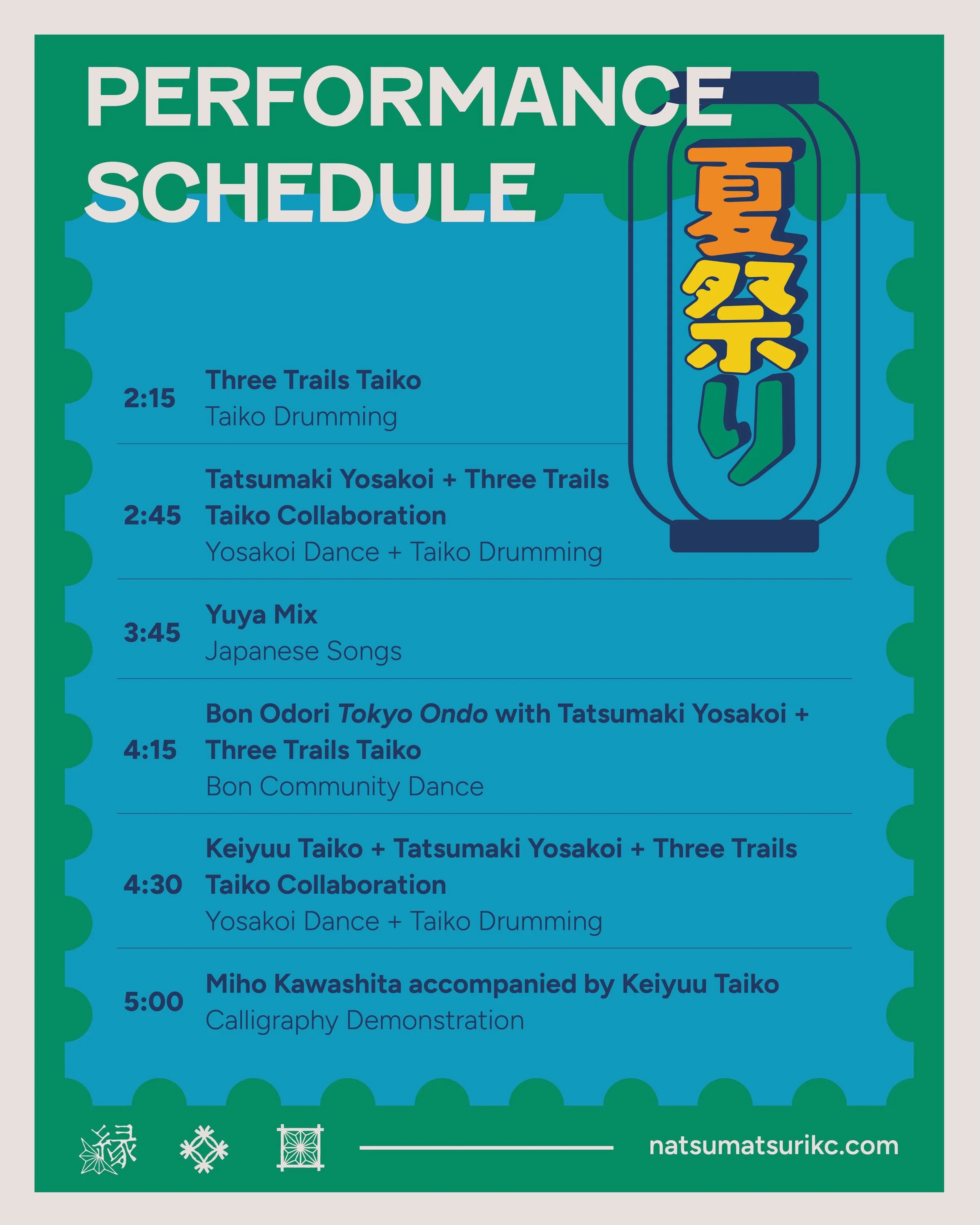 🎵 Get ready for an exciting lineup of performances at Natsu Matsuri! We&rsquo;ve got an amazing group of artists bringing their incredible talents to celebrate Japanese culture right here in KC. The lineup includes: Keiyuu Taiko, a Shodo calligraphy
