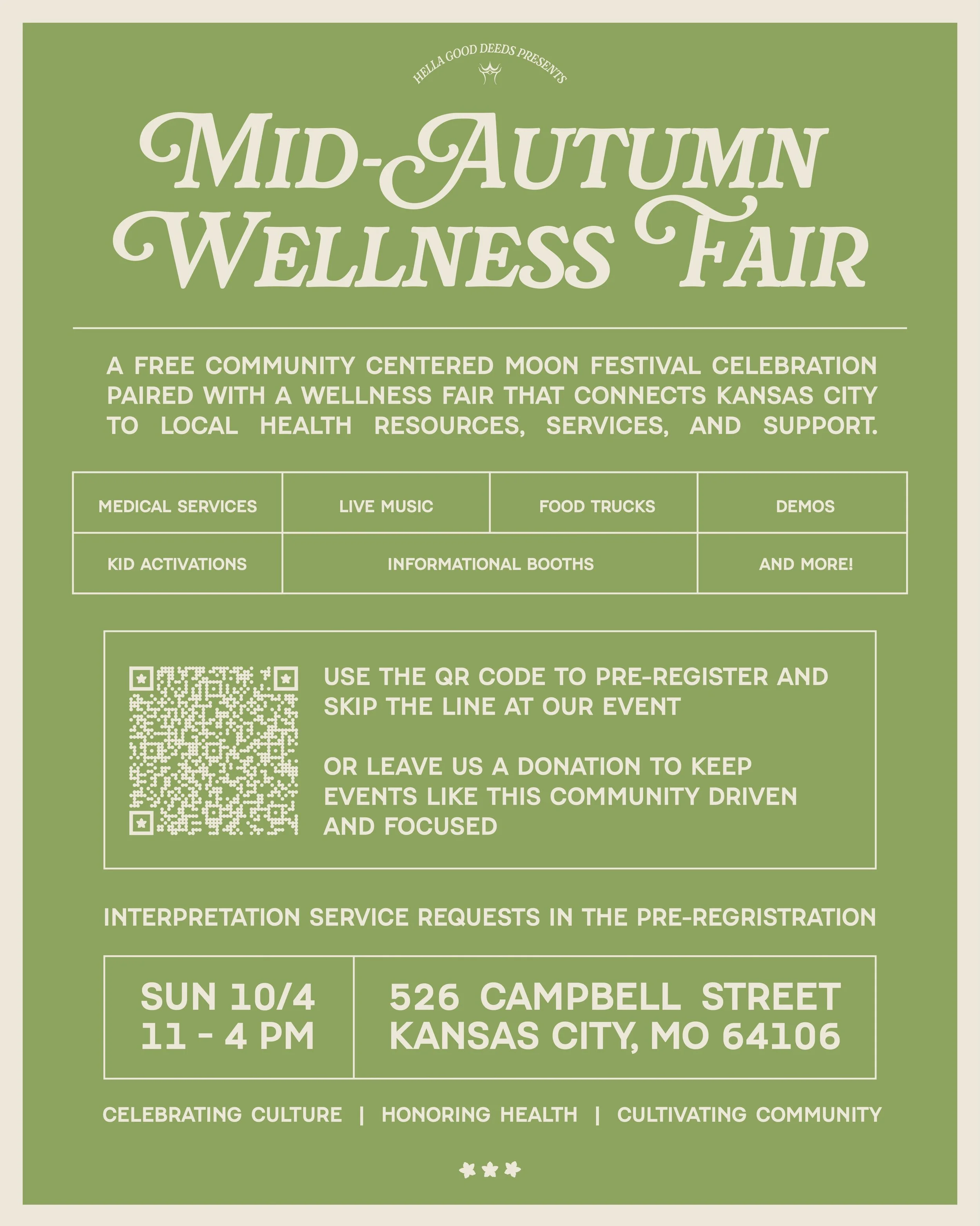Join us at the Mid-Autumn Wellness Fair TOMORROW, Sunday 10/4.
11 AM - 4 PM
Don Bosco Community Center

FREE Mid-Autumn Wellness Fair &amp; Moon Festival!
Hella Good Deeds is bringing the community together for a celebration of culture, wellness, and