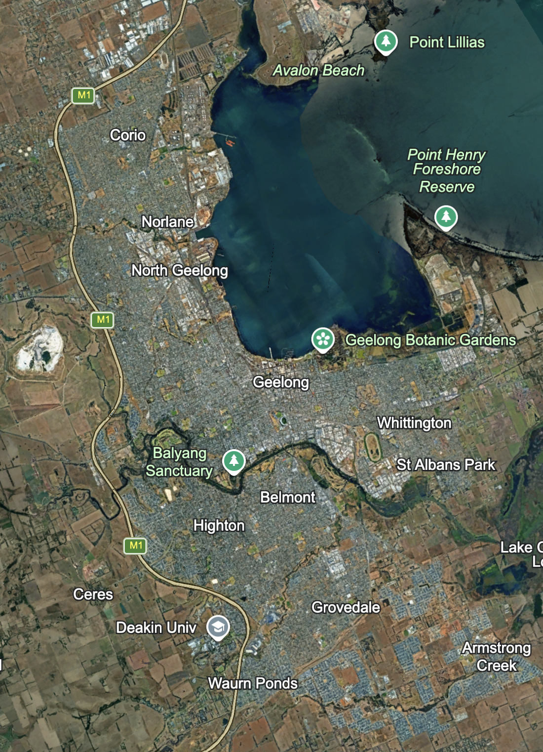 Geelong and surrounding suburbs map