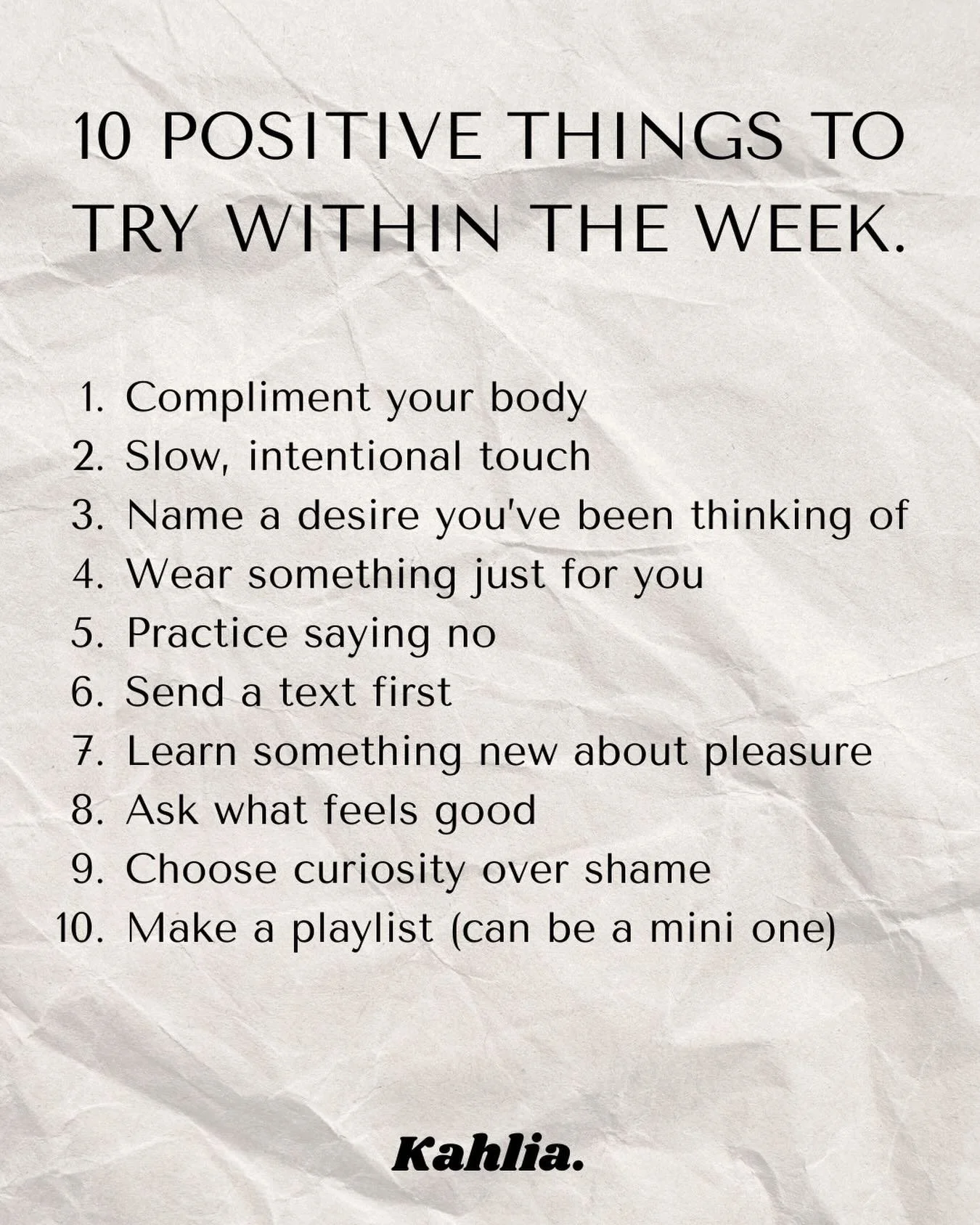 Here&rsquo;s some small and manageable things to do over the next week. Set some reminders in your phone for added points 🌸🤍