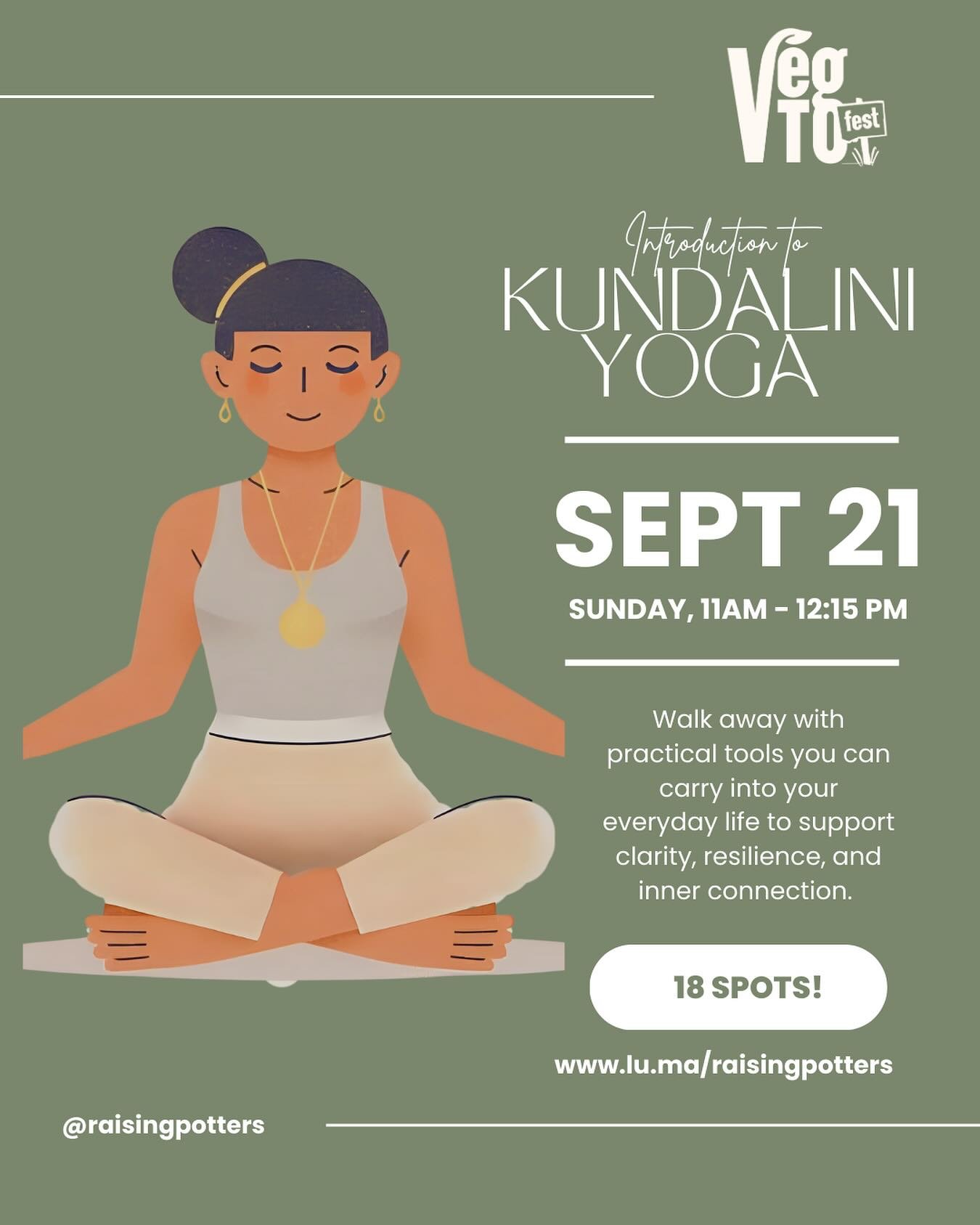 A special opportunity came up & I’ll be running a 75 minute introduction to #kundaliniyoga workshop at @vegtofest! Calling all seekers - if you’re looking to connect with yourself on a deeper level, understand your inner landscape, an