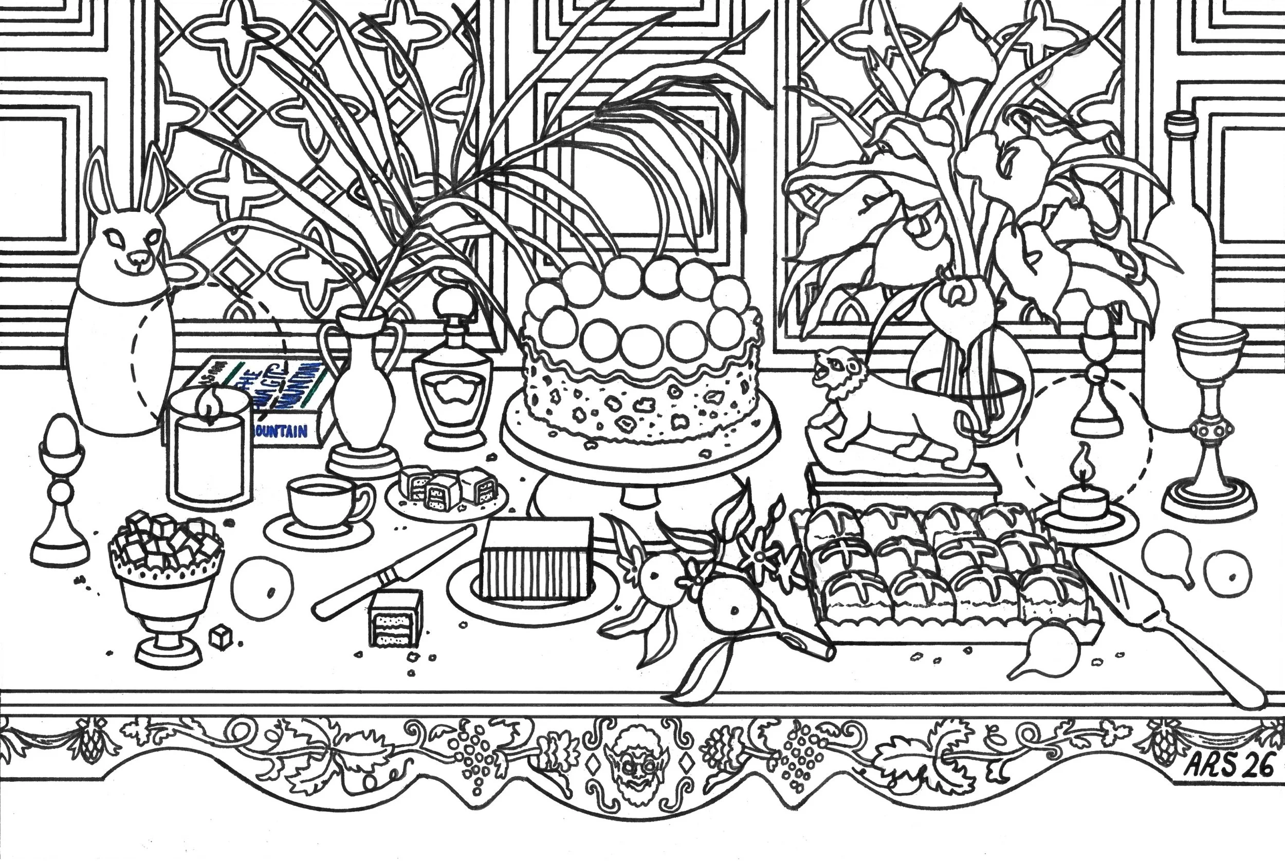 Anna Rose Stabler, Easter Card 2026 v1, Micron pen on paper, digital, 4 x 6", 2026