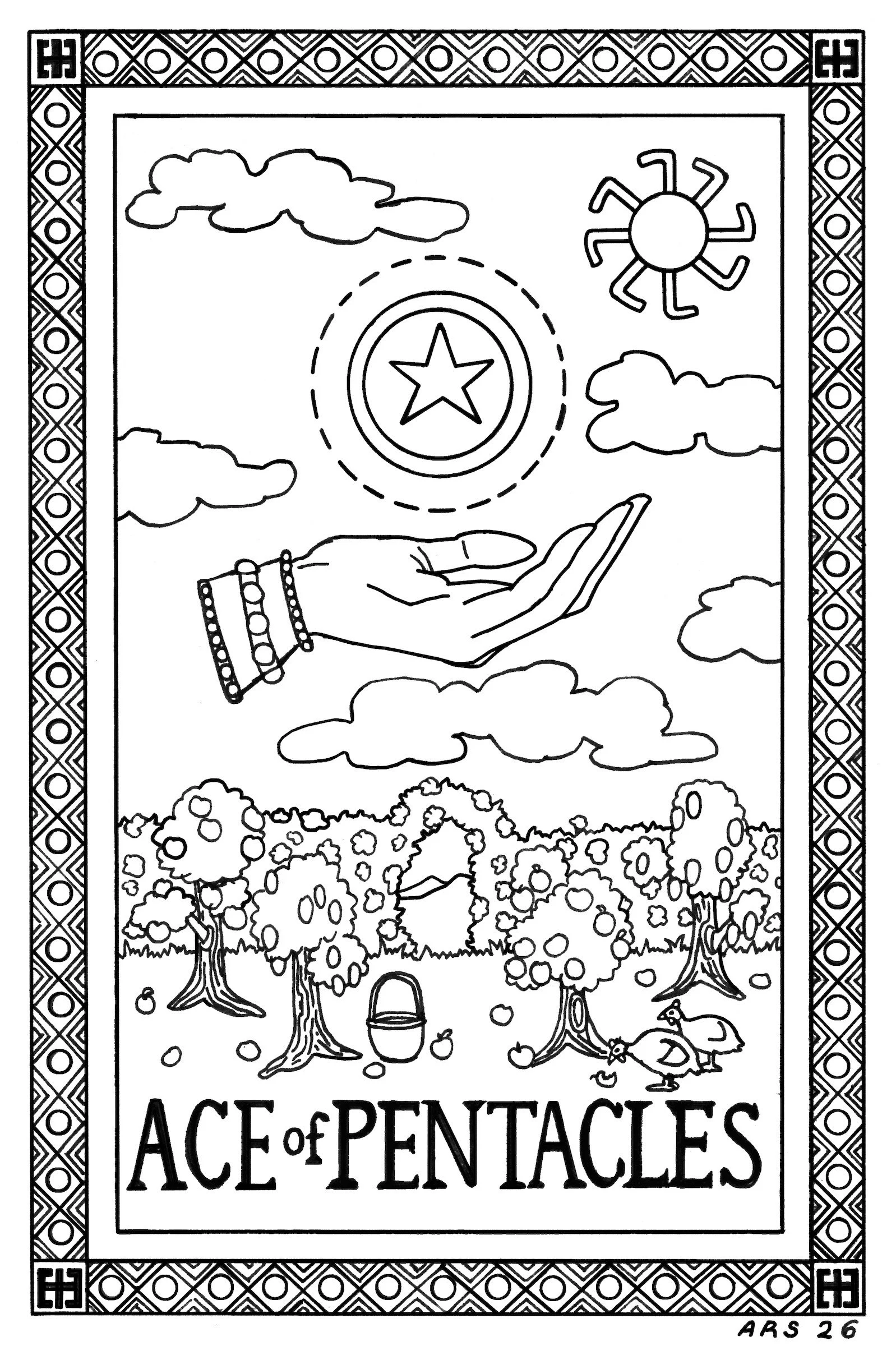 Anna Rose Stabler, Ace of Pentacles v1, Micron pen on paper, digital, 6 x 4", 2026

annarosestabler.com

Collaboration with Gina of Incandescenttarot.com