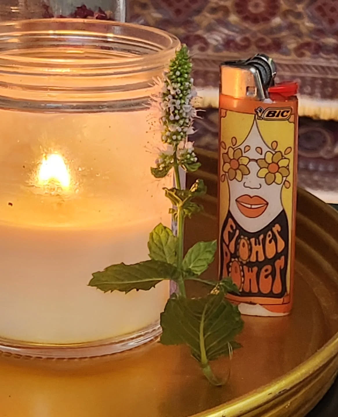 Power to the flowers 
Power to the florets 
That help one forget 
The state of affairs 
That makes one's hair's 
Stand, to at-tention 
At. Tension. 
Suspension between worlds 
Darkness and light 
Twisted evil &amp; decedant delight