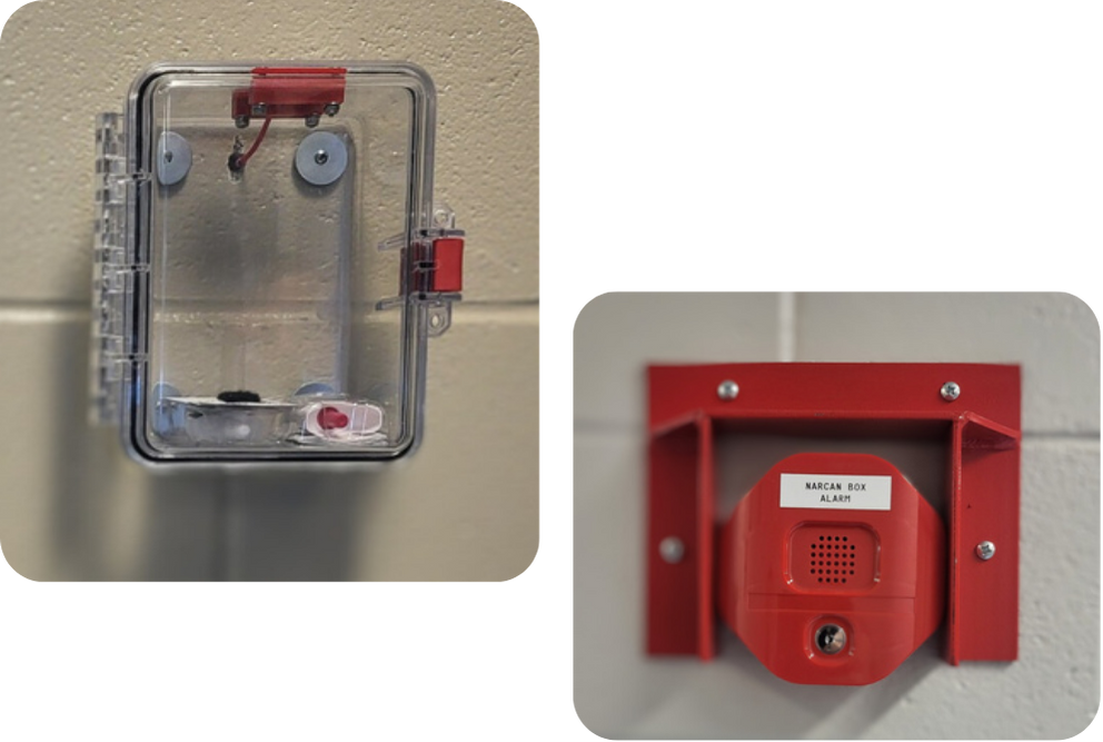 ReassureAID naloxone kit and access notification housing