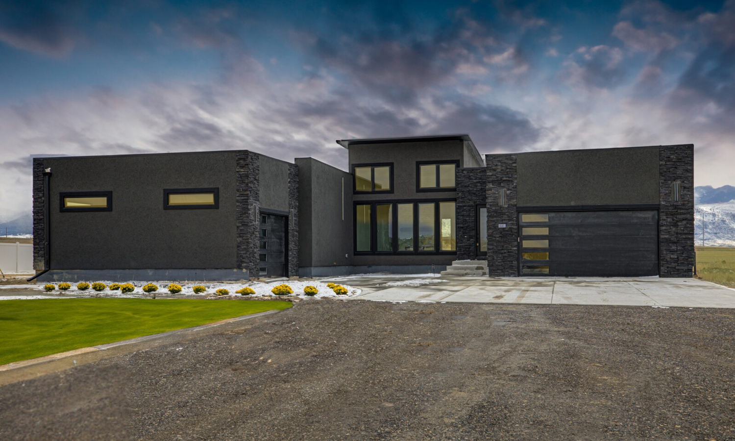 Completed custom home by Skyline Construction with mountain views in Casper, Wyoming