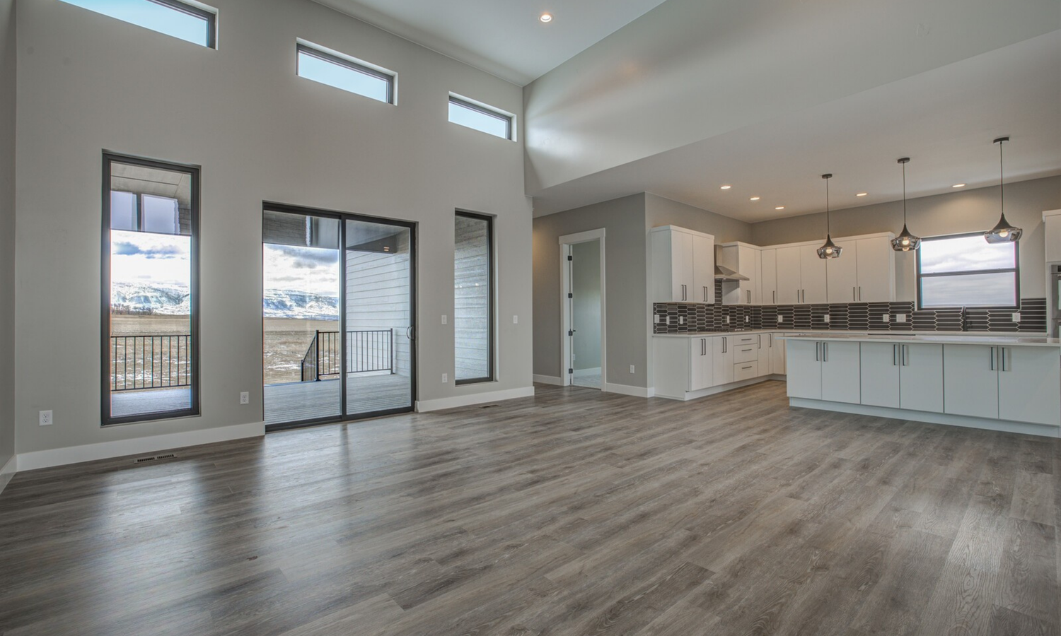 Open-concept Skyline home interior with views of the Wyoming landscape