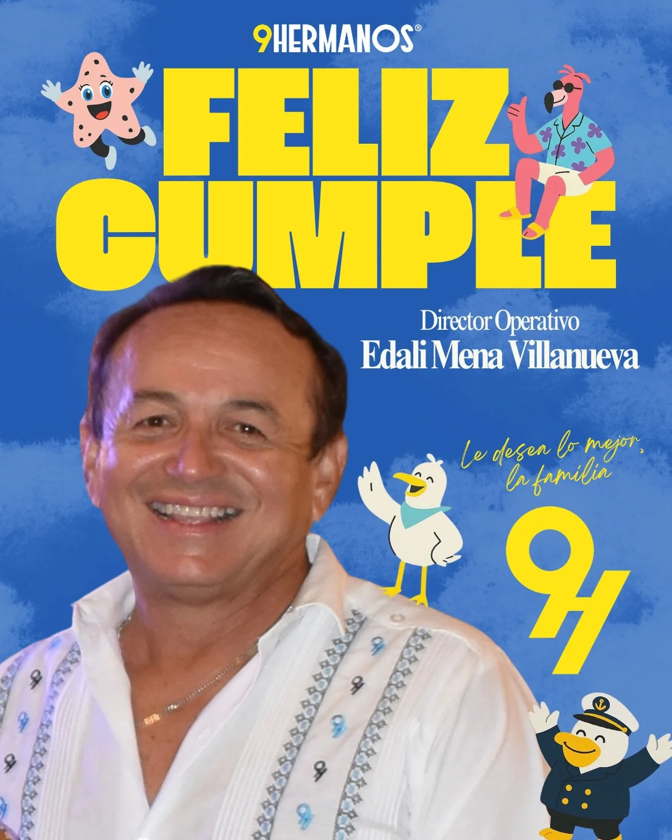 Celebramos el cumplea&ntilde;os de nuestro Director Operativo Edali Mena Villanueva 😎⛴️✨ Parte esencial de la familia #9Hermanos y un gran motor para todas y todos los que formamos parte de este gran equipo #9H 💙🏝️ Que siga disfrutando el amor y l