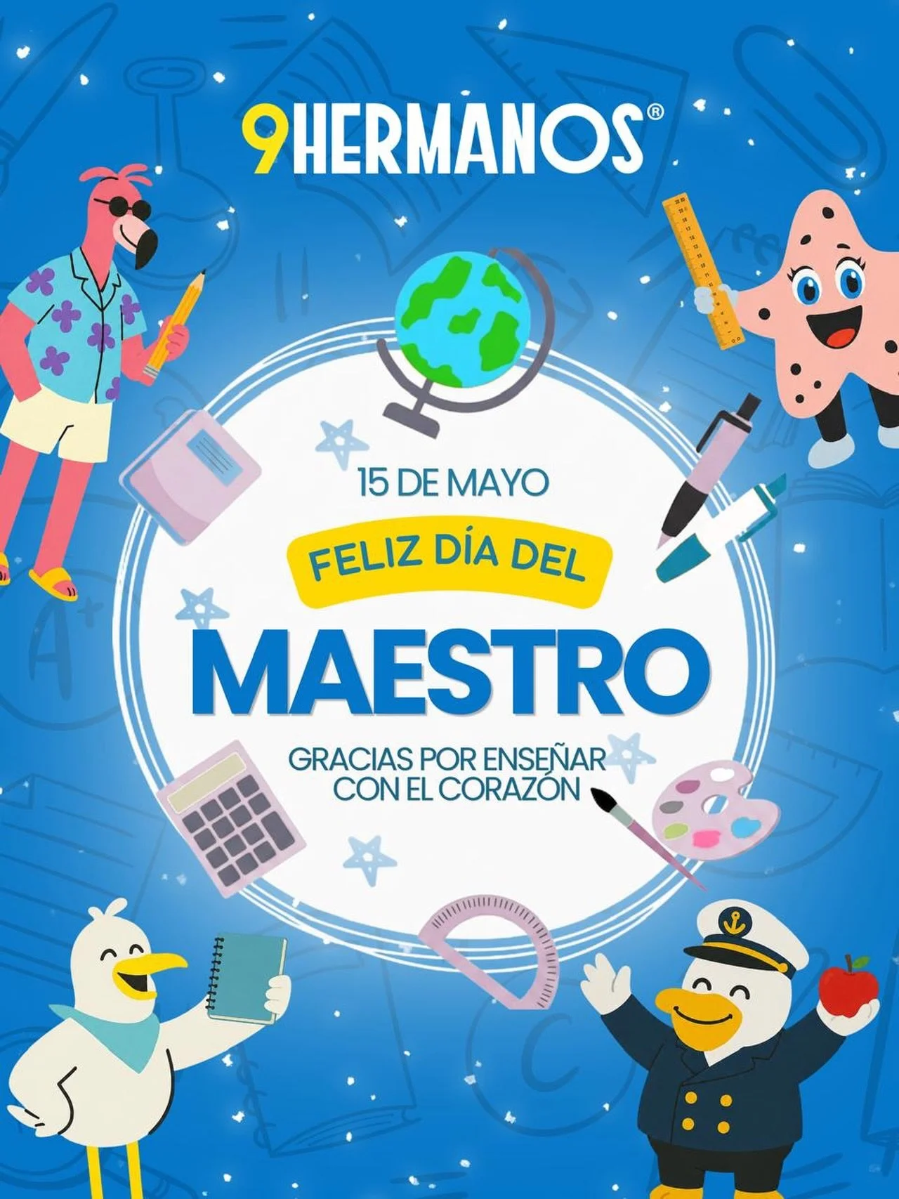 &iexcl;Gracias por ense&ntilde;ar con el coraz&oacute;n y por inspirarnos a ser cada d&iacute;a mejores personas! 🏝️💙📚 En #9Hermanos honramos el trabajo de nuestras y nuestros maestros. 👨&zwj;🏫 #D&iacute;aDelMaestro #D&iacute;aDeLaMaestra #Holbo