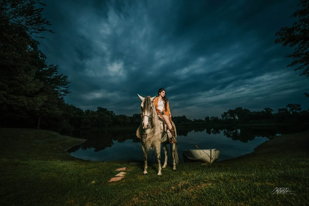 Quinceañera Portraits After Dark at Rancho Las 4 Riatas