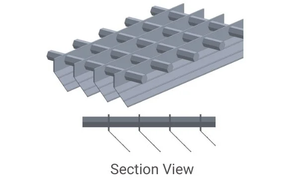 Technical diagram showing a section view of a mechanical component with multiple rectangular blocks arranged on a base.