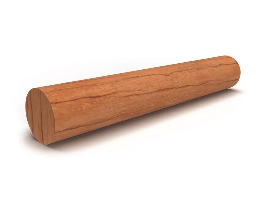 A wooden rolling pin with a smooth cylindrical shape and natural wood grain texture.