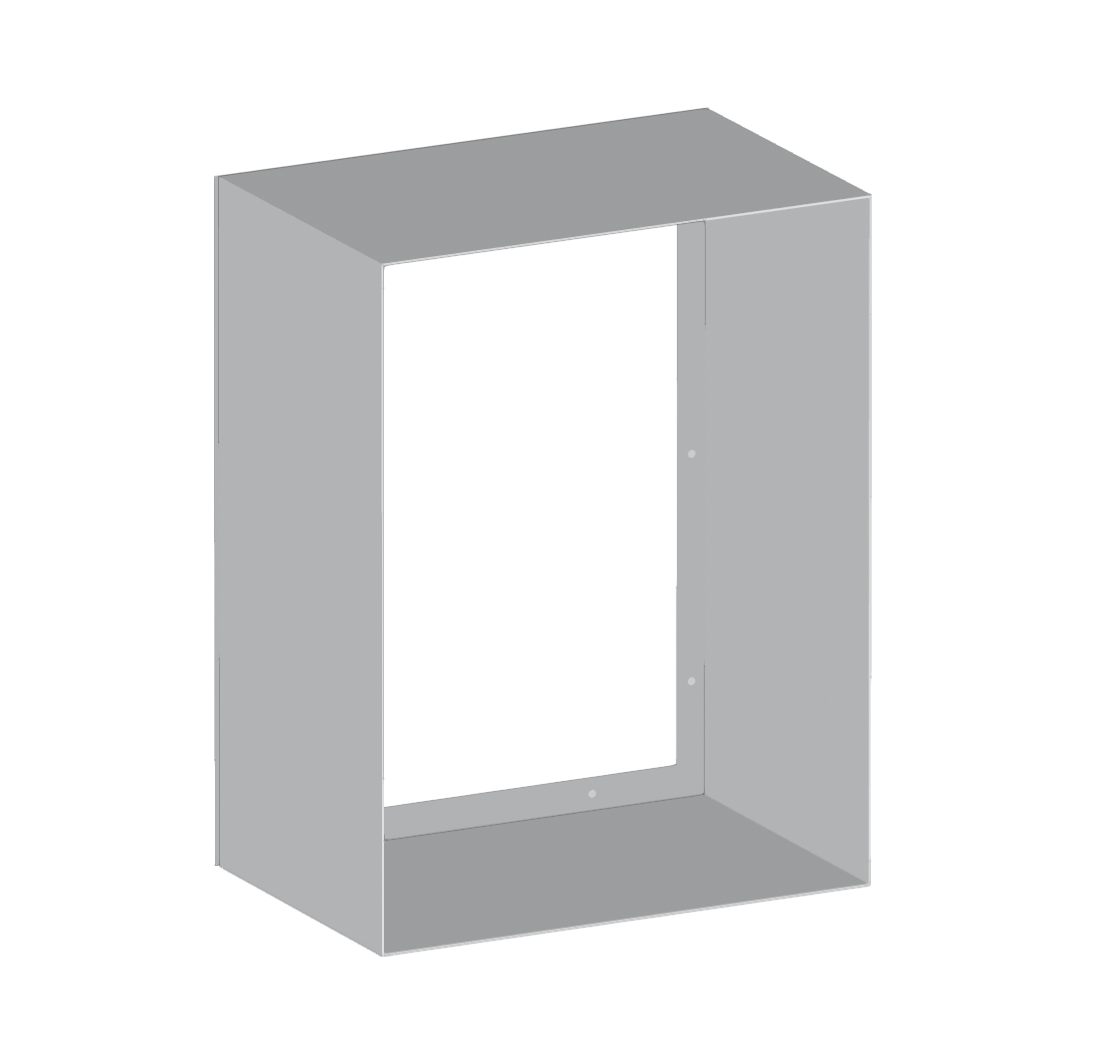 A gray metal rectangular picture frame with an open center for artwork or photos.