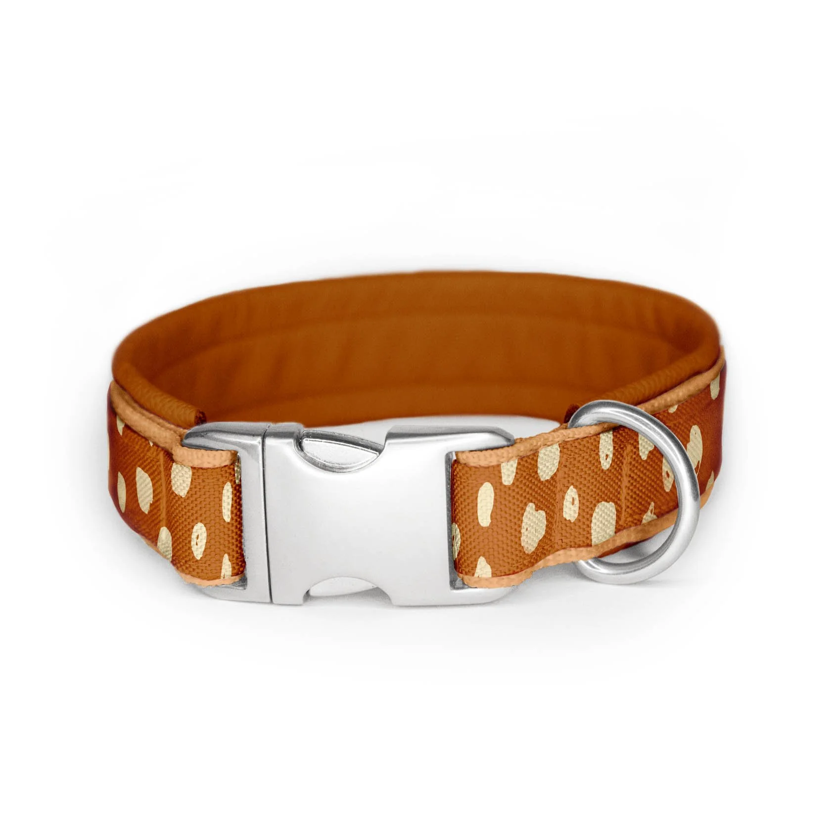 Leder-Halsband mit Klickverschluss "Inky Dots Cognac"