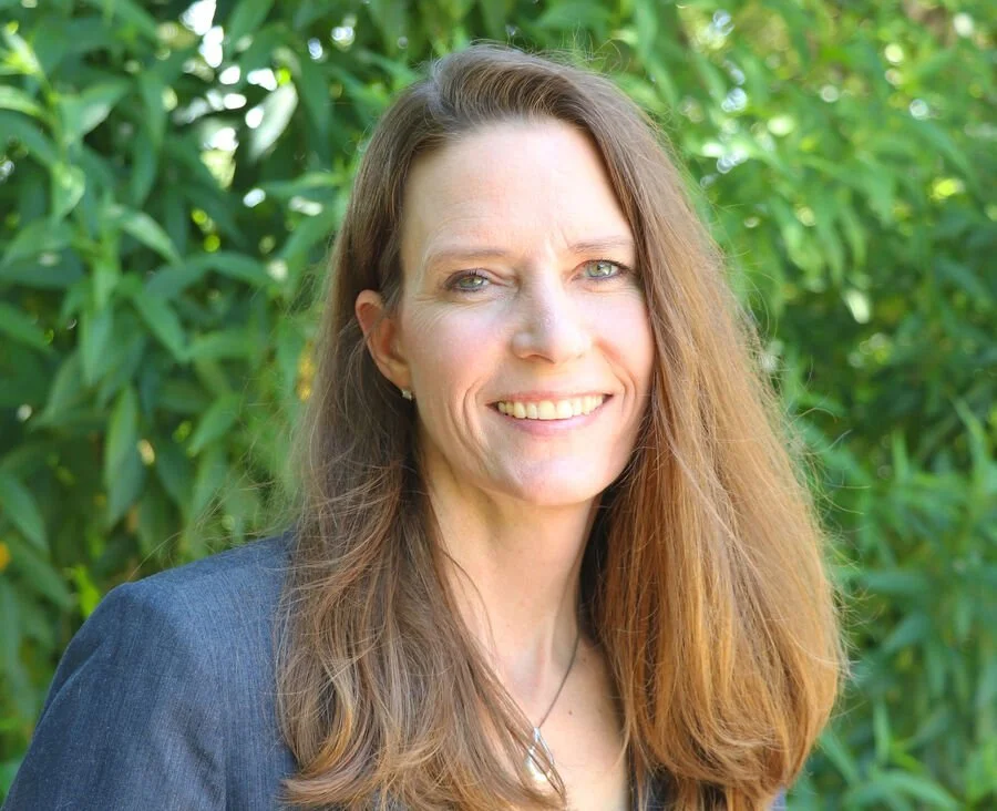 Woman in blue blazer