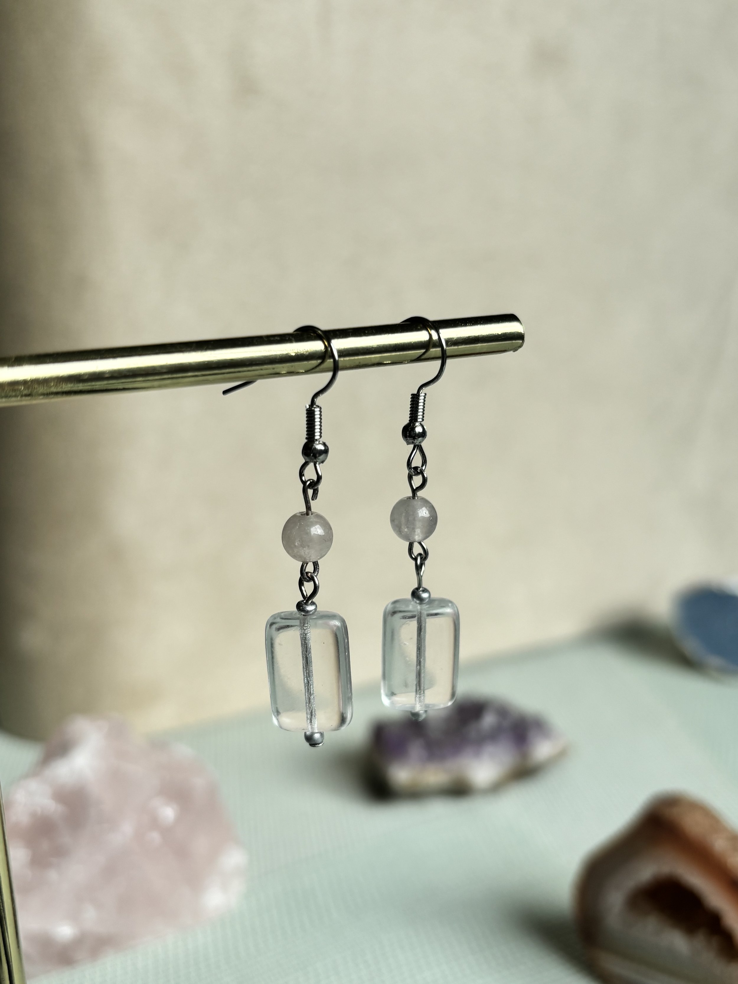 Clear Glass Drop Earrings