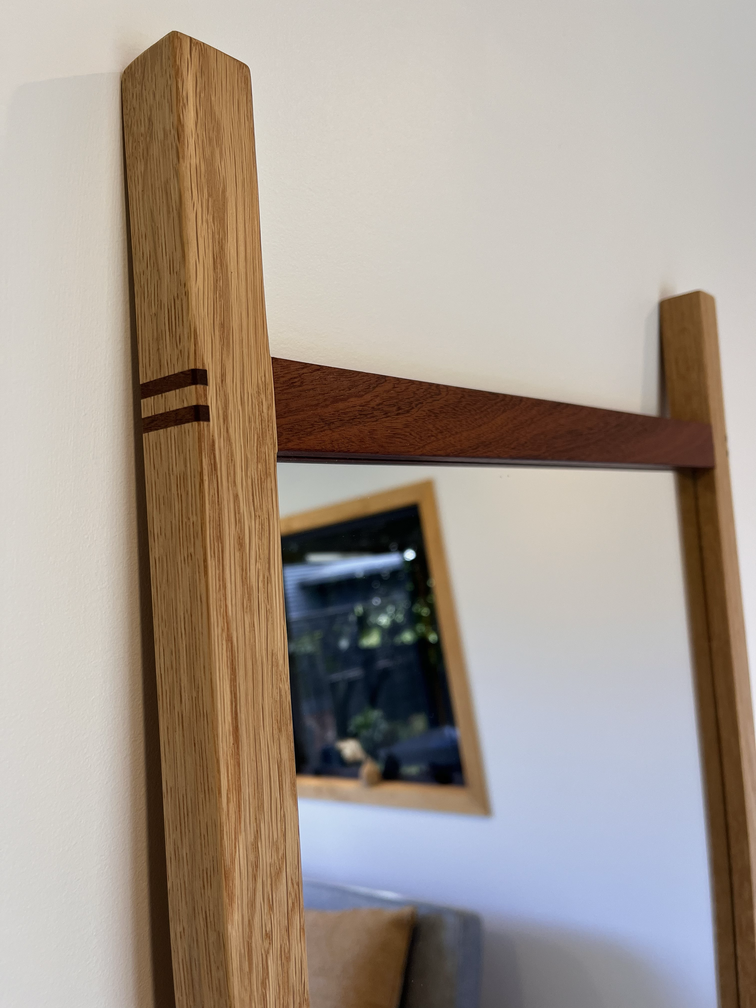 Oak and Sapele / Custom full-length mirror / Whangamatā 2025