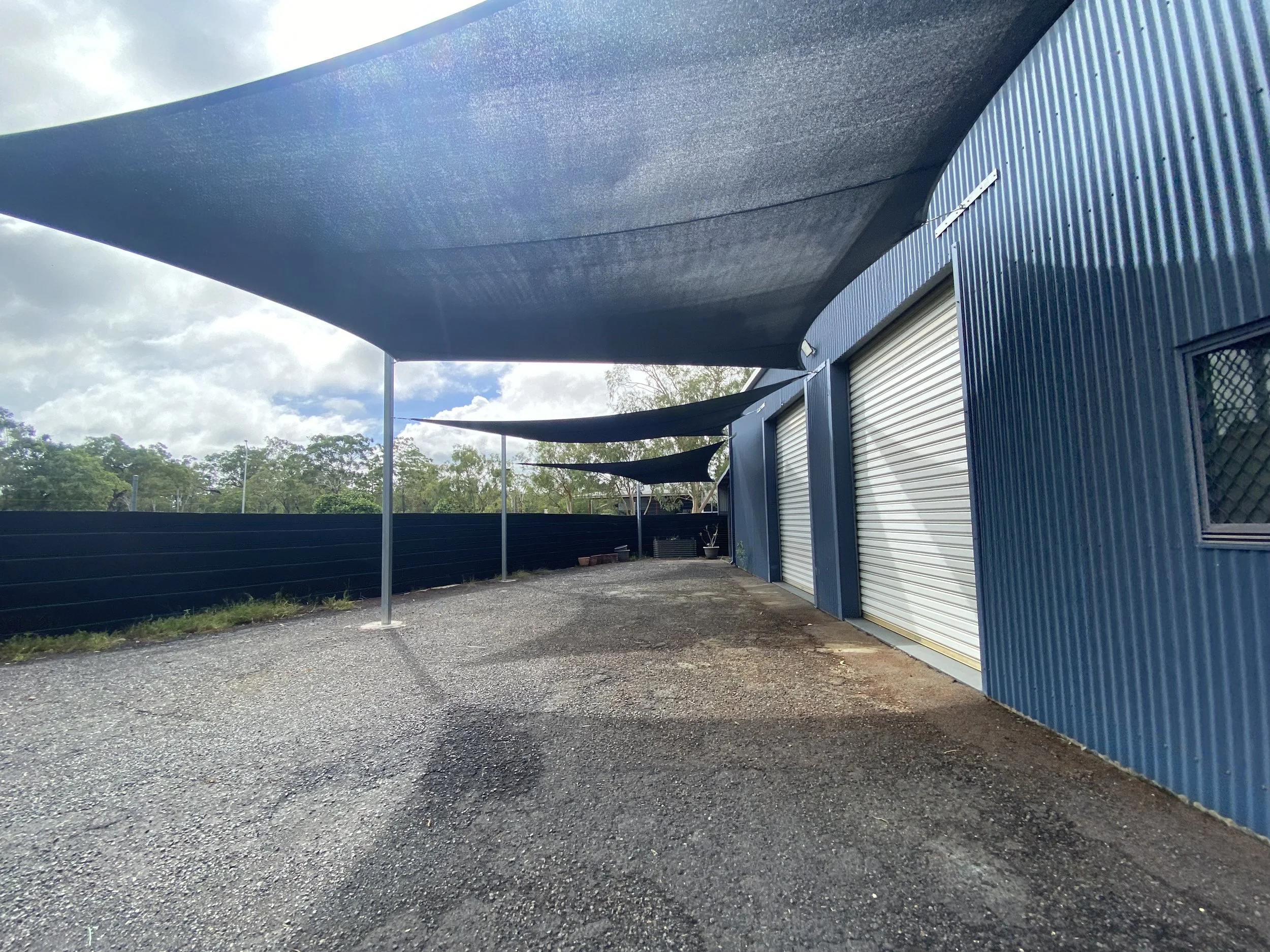 Shaded area behind the workshop