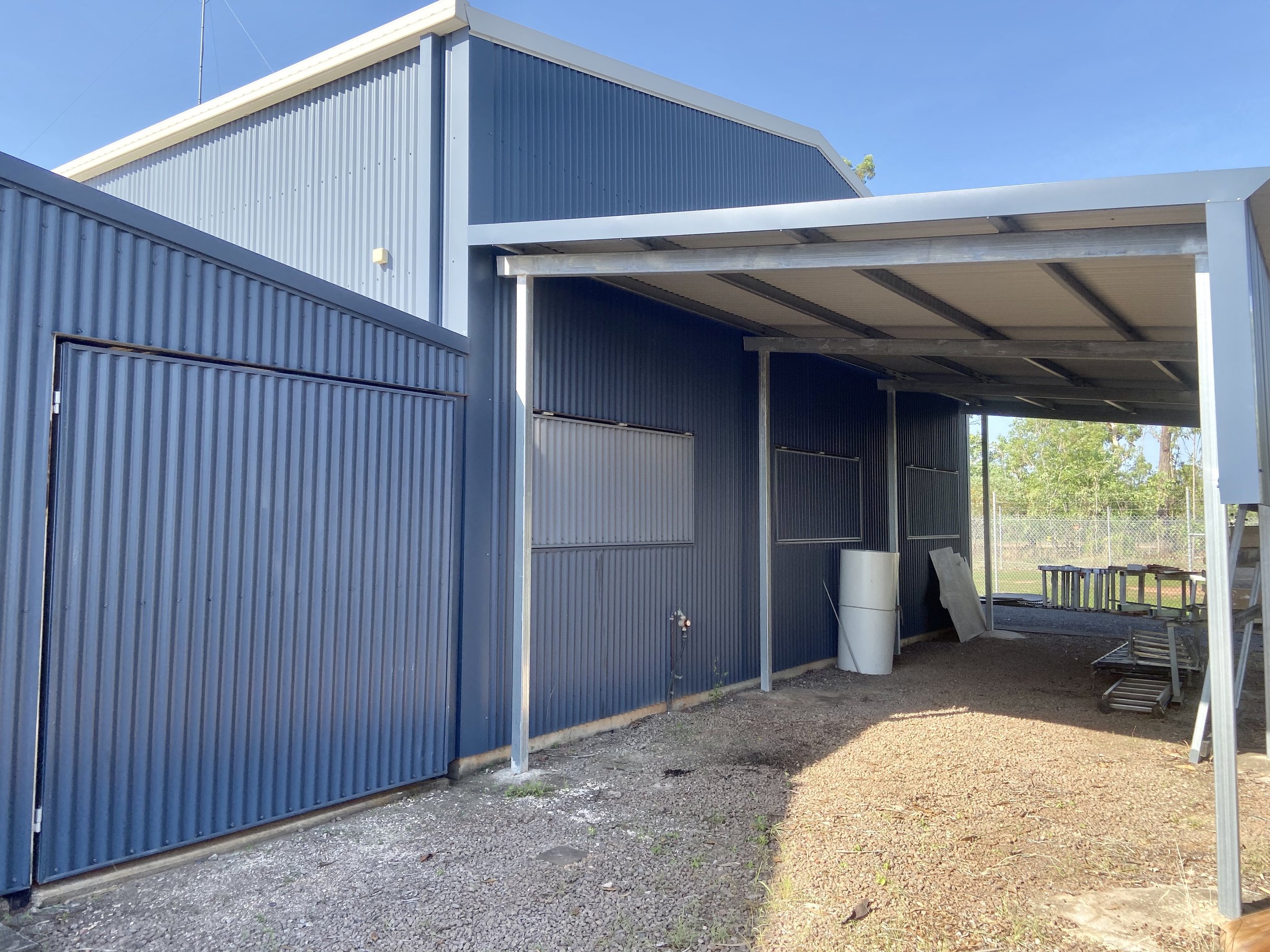 Carport attached to the workshop