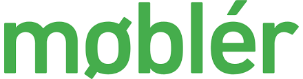 Logo med teksten 'moblé' i grønne bogstaver.