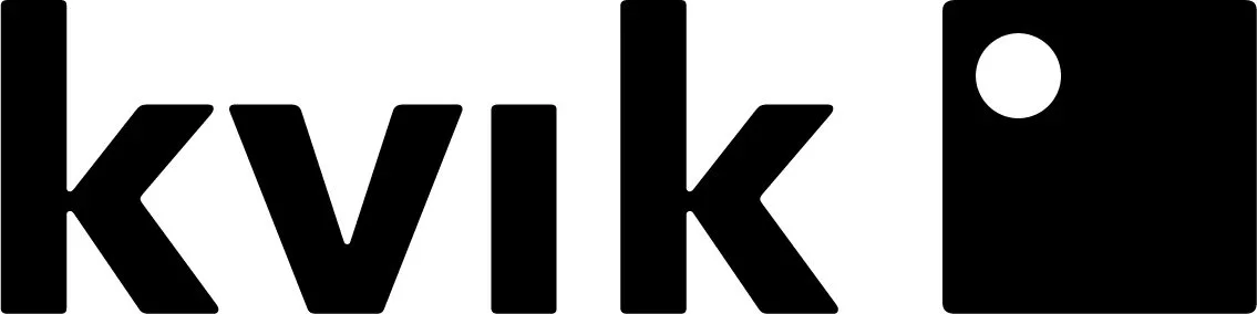 Sort logo med teksten 'kvick' og en punktum.