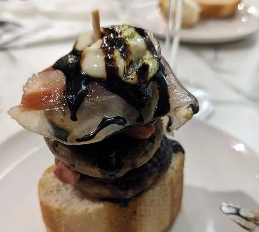 A delicious pintxo of mushrooms