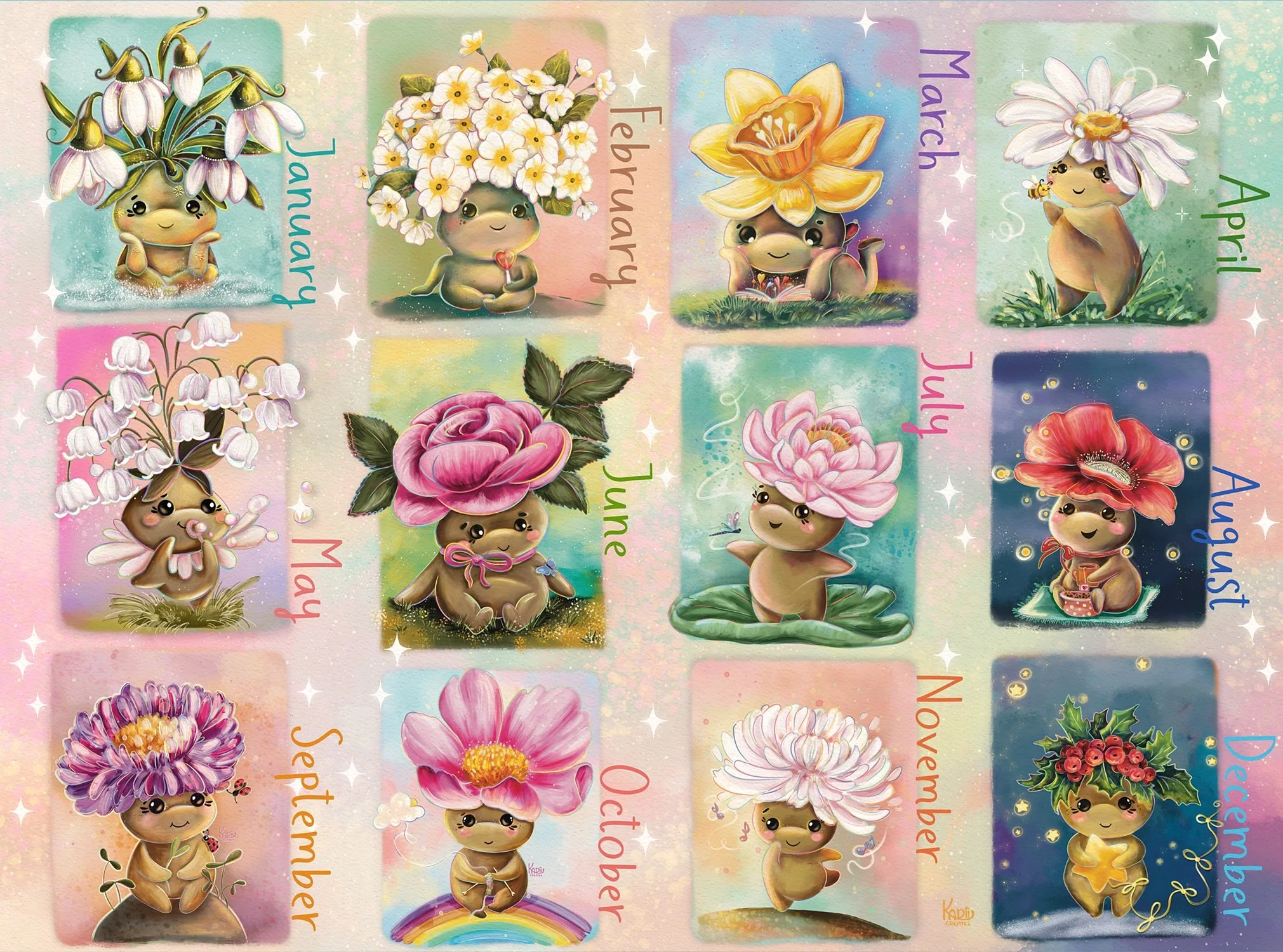 Flowerlings - a collection of floral characters inspired by birth month flowers