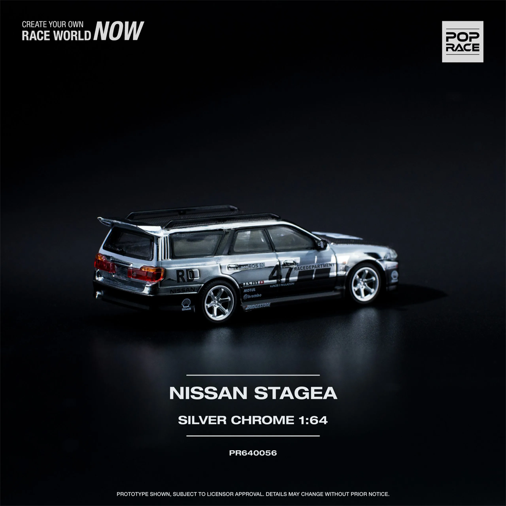 Pop Race 1:64 Nissan Stagea R34 Race Department Chrome
