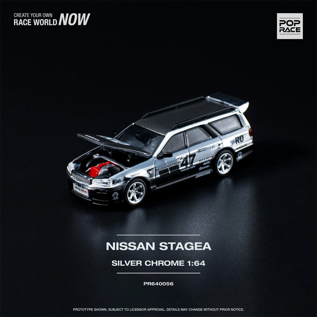 Pop Race 1:64 Nissan Stagea R34 Race Department Chrome