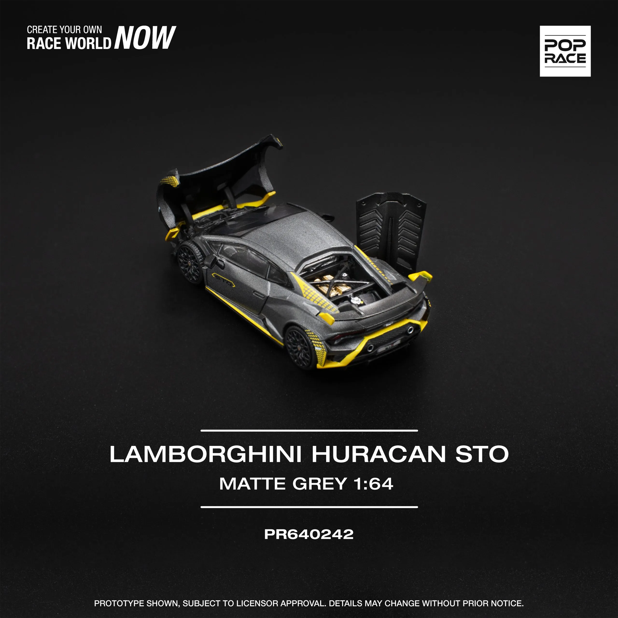 Pop Race 1:64 Lamborghini Huracan STO Matte Grey