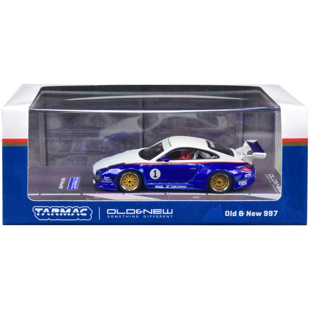 Tarmac Works 1:64 Old & New Porsche 997 Blue/White