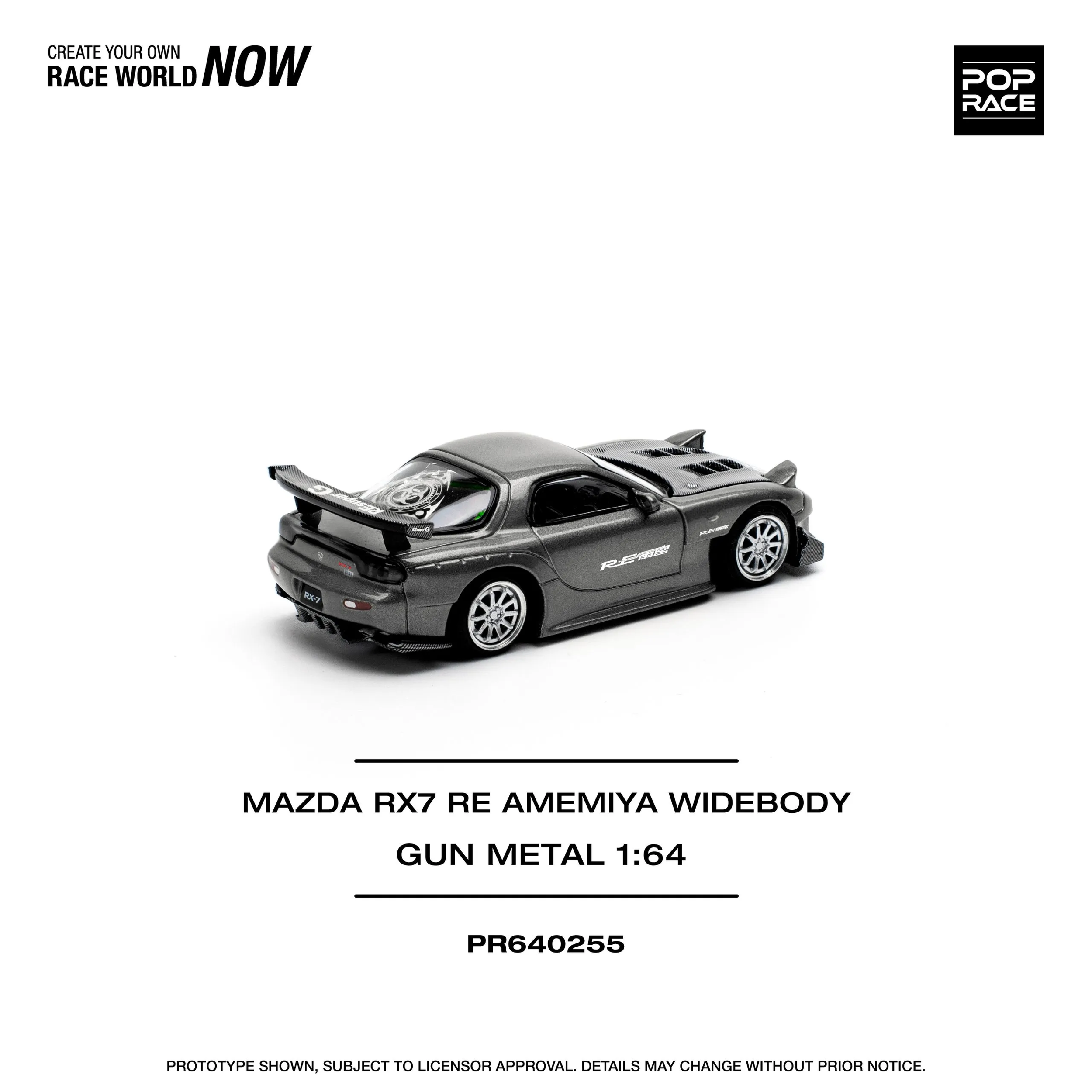 Pop Race 1:64 Mazda RX-7 (FD3S) RE-AMEMIYA Widebody Gun Metal Grey