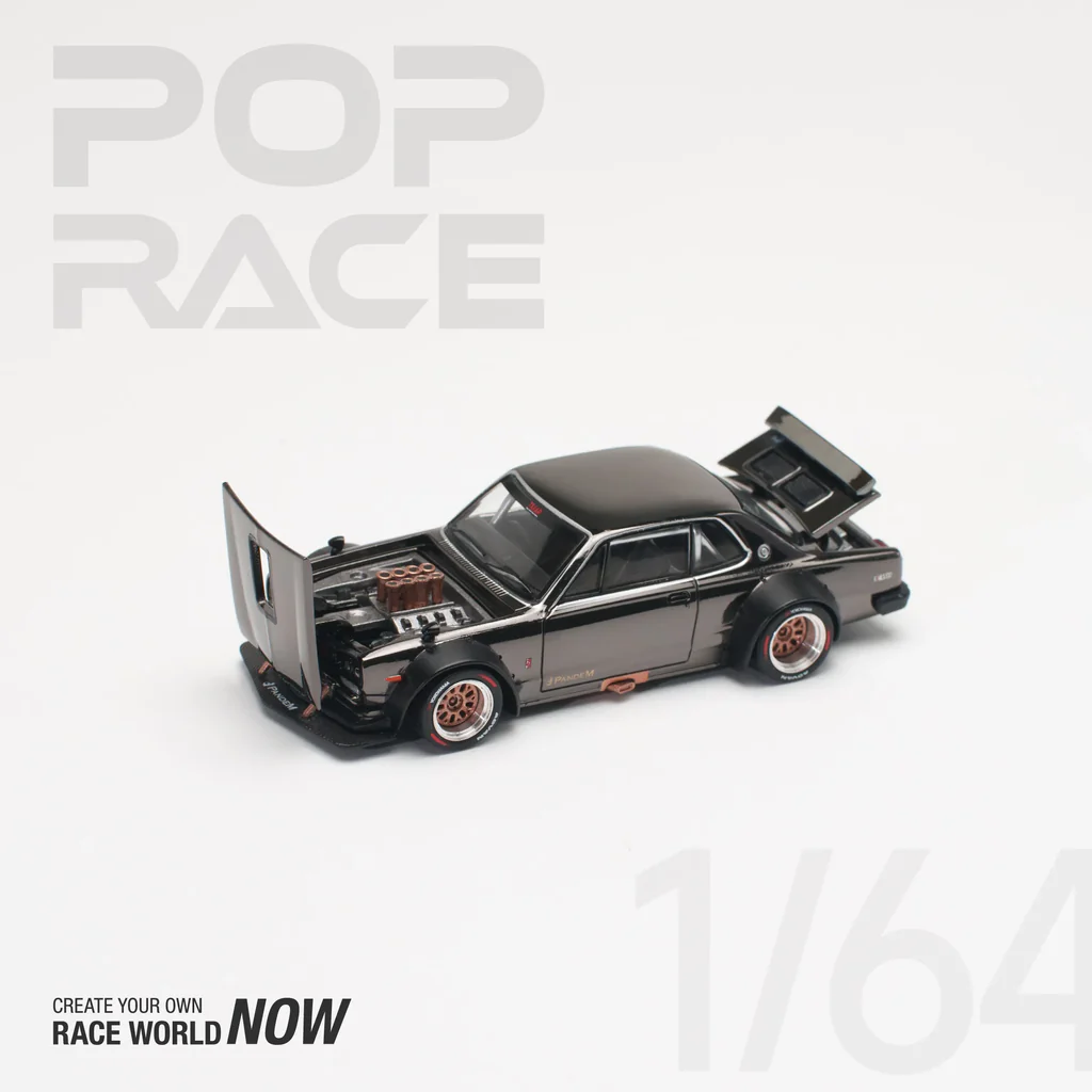 Pop Race 1:64 Nissan Skyline GT-R V8 Drift (Hakosuka) Dark Chrome