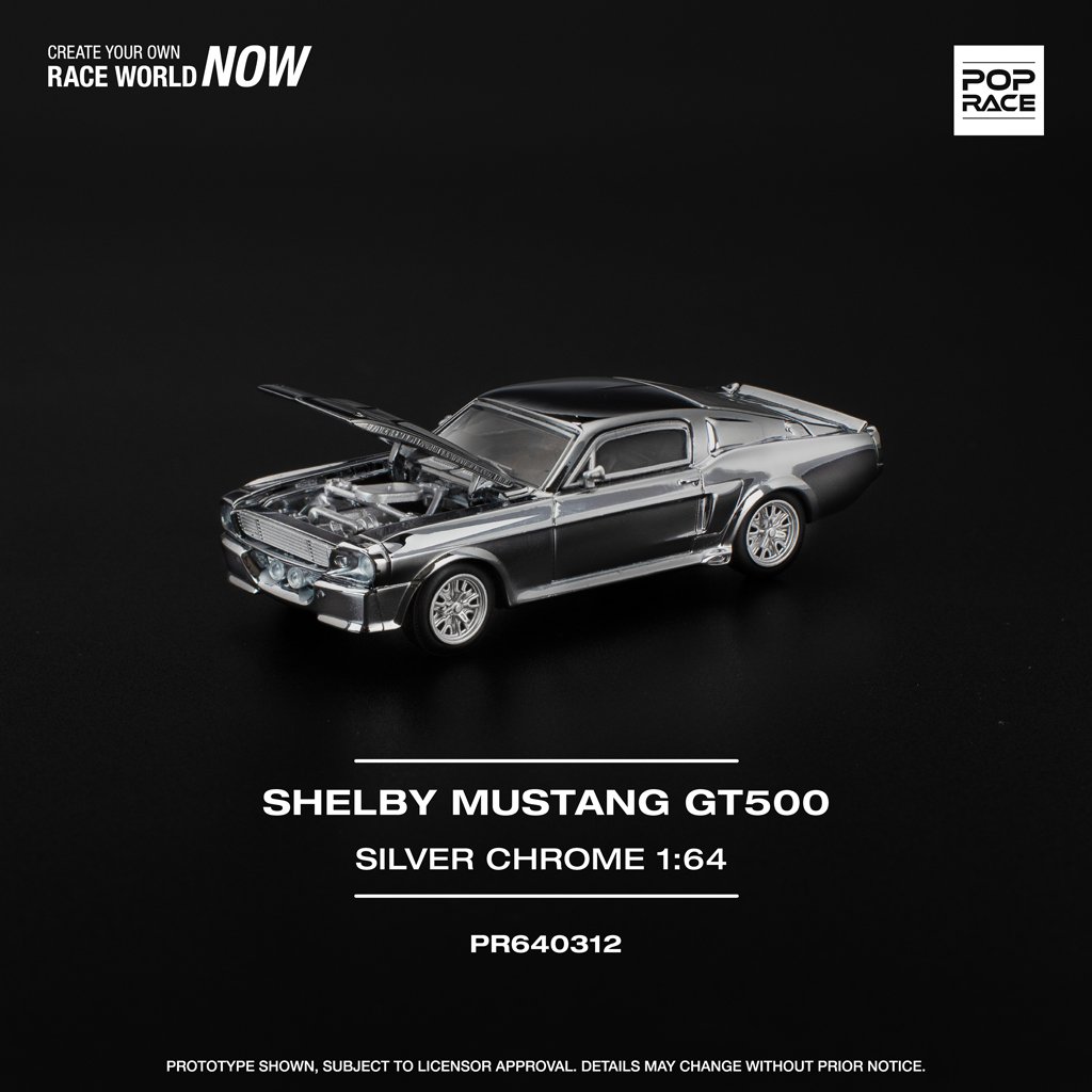 (Pre-order) Pop Race 1:64 Shelby Mustang GT500 Silver Chrome