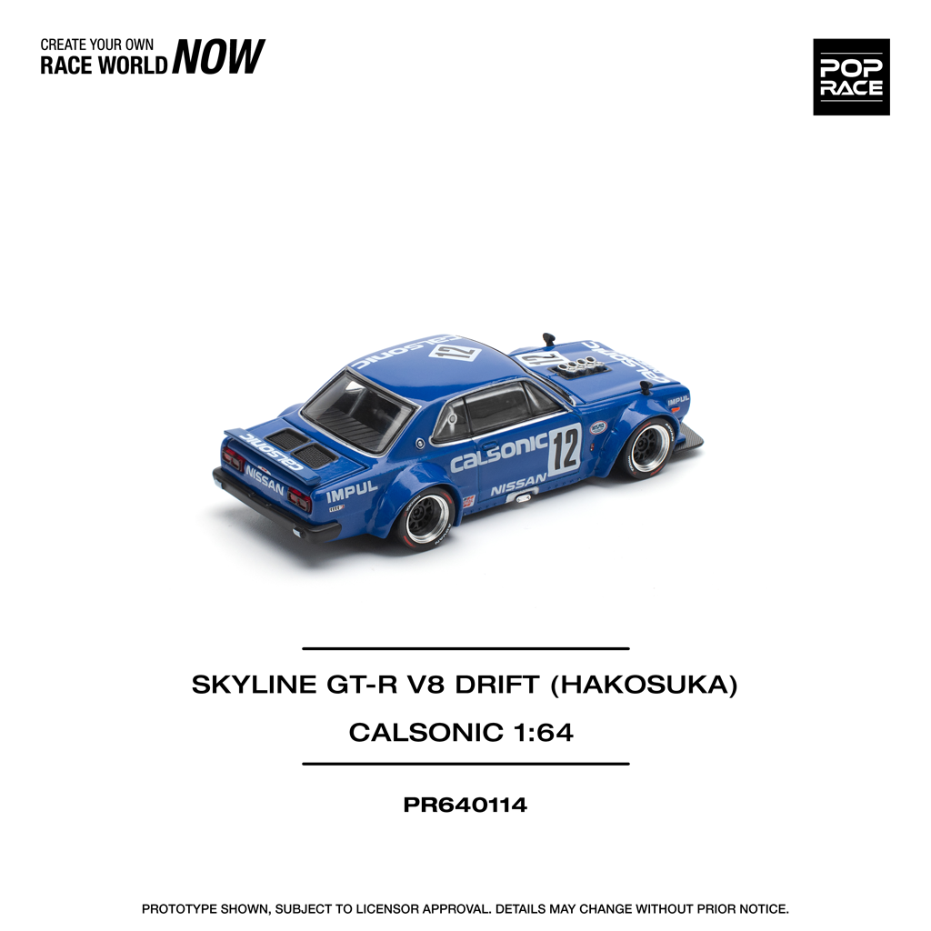 (Pre-order) Pop Race 1:64 Nissan Skyline GT-R V8 Drift (Hakosuka) Calsonic