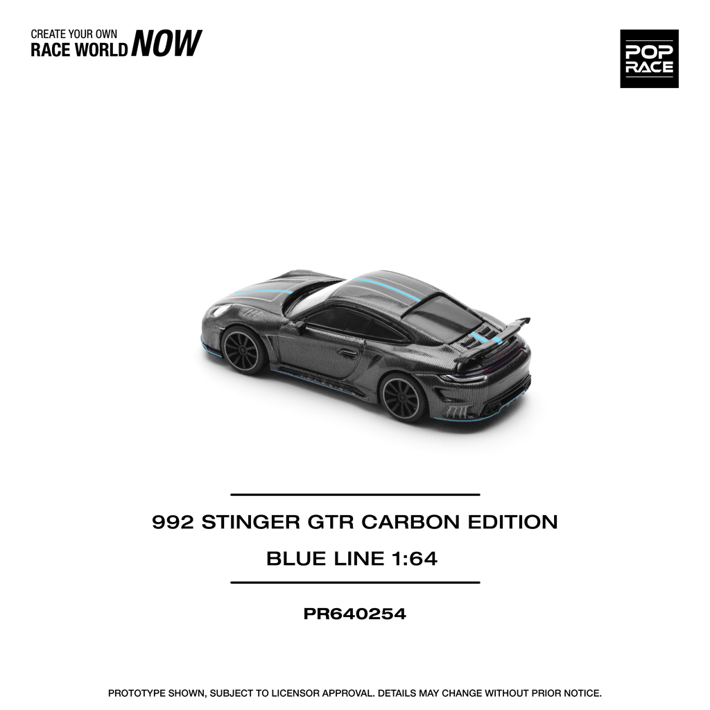 (Pre-order) Pop Race 1:64 Porsche 992 Stinger GTR Carbon Ed. (Blue Line)