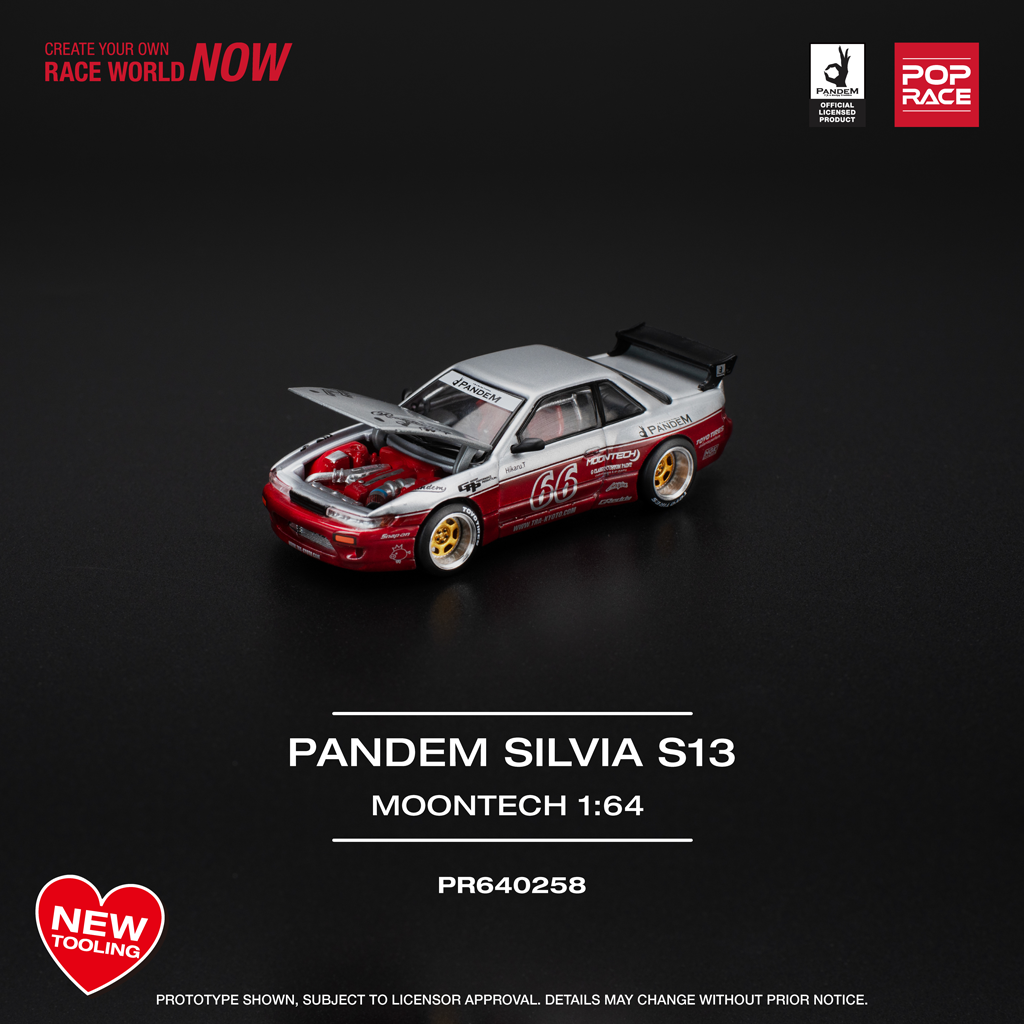 (Pre-order) Pop Race 1:64 Nissan Silvia S13 - Pandem Moontech Red