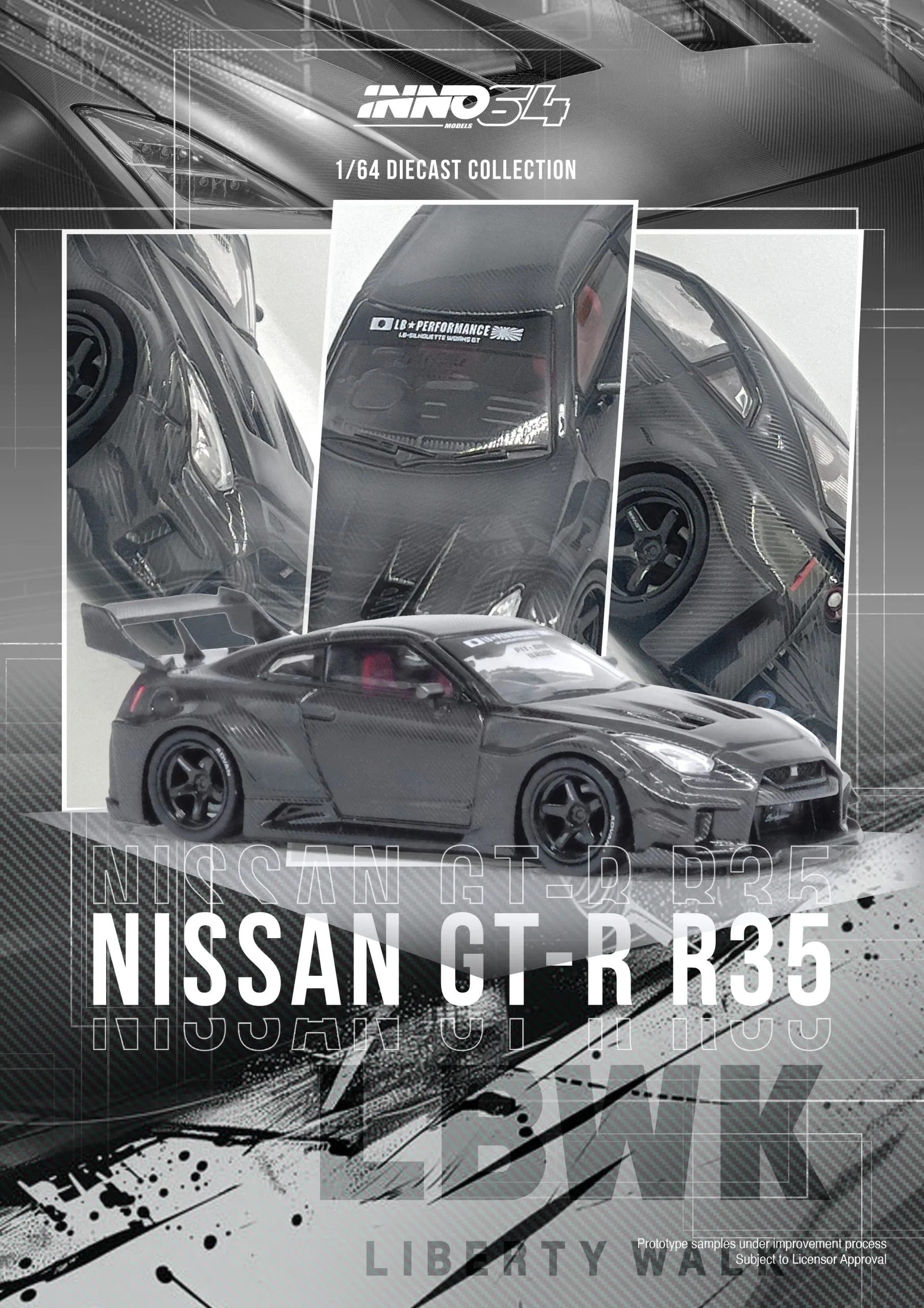 Inno64 1:64 Nissan GT-R (R35) LBWK SUPER SILHOUETTE 35GT-RR Full Carbon