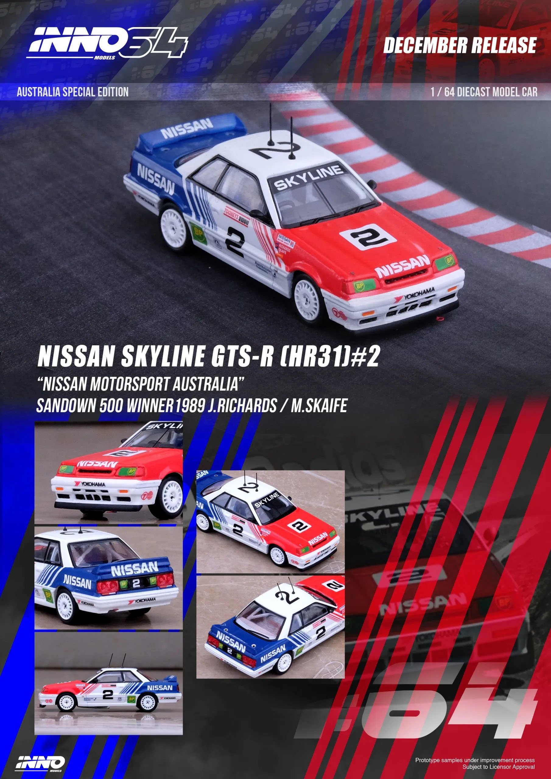 Inno64 1:64 Nissan Skyline GTS-R (HR31) #2 Nissan Motorsport Australia