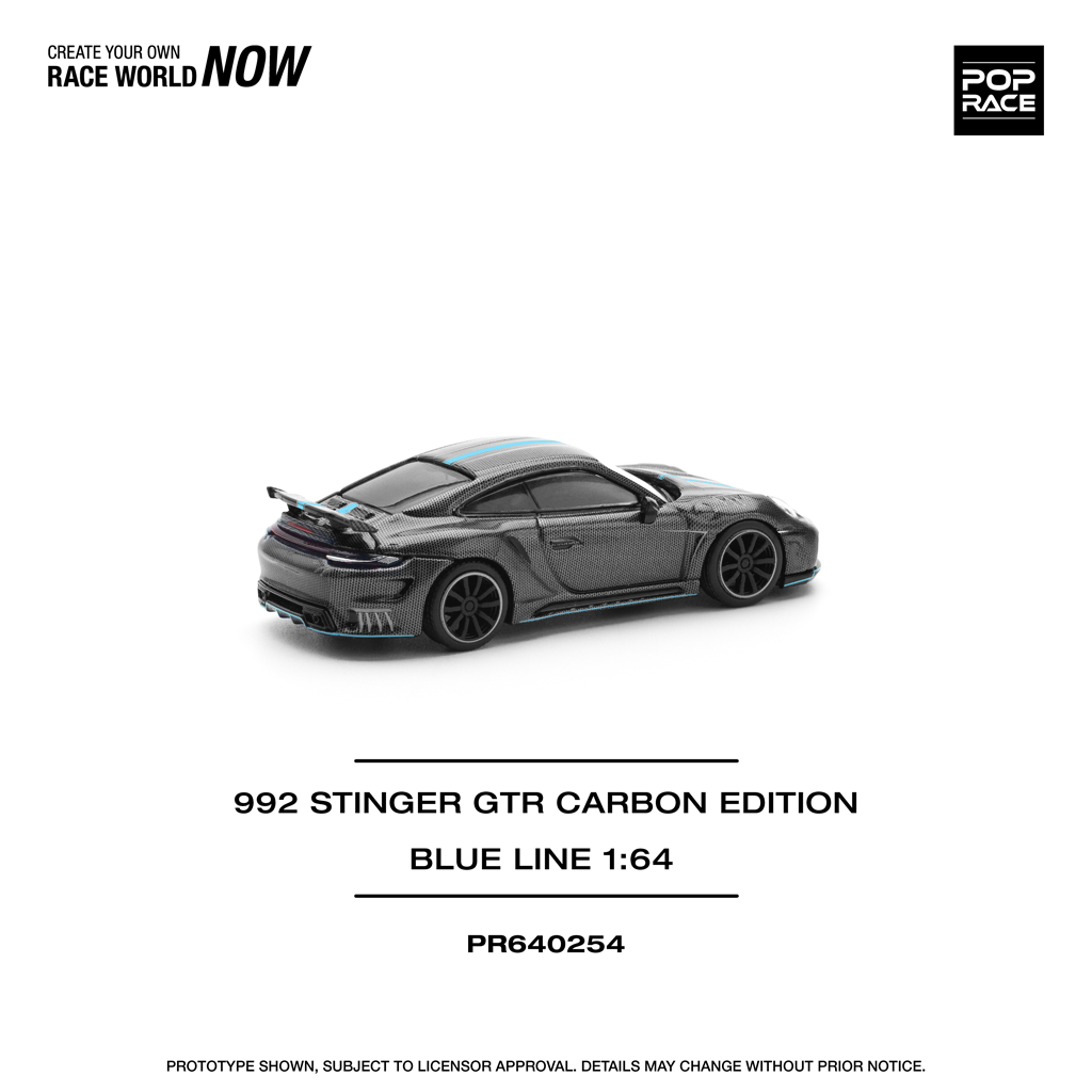 (Pre-order) Pop Race 1:64 Porsche 992 Stinger GTR Carbon Ed. (Blue Line)