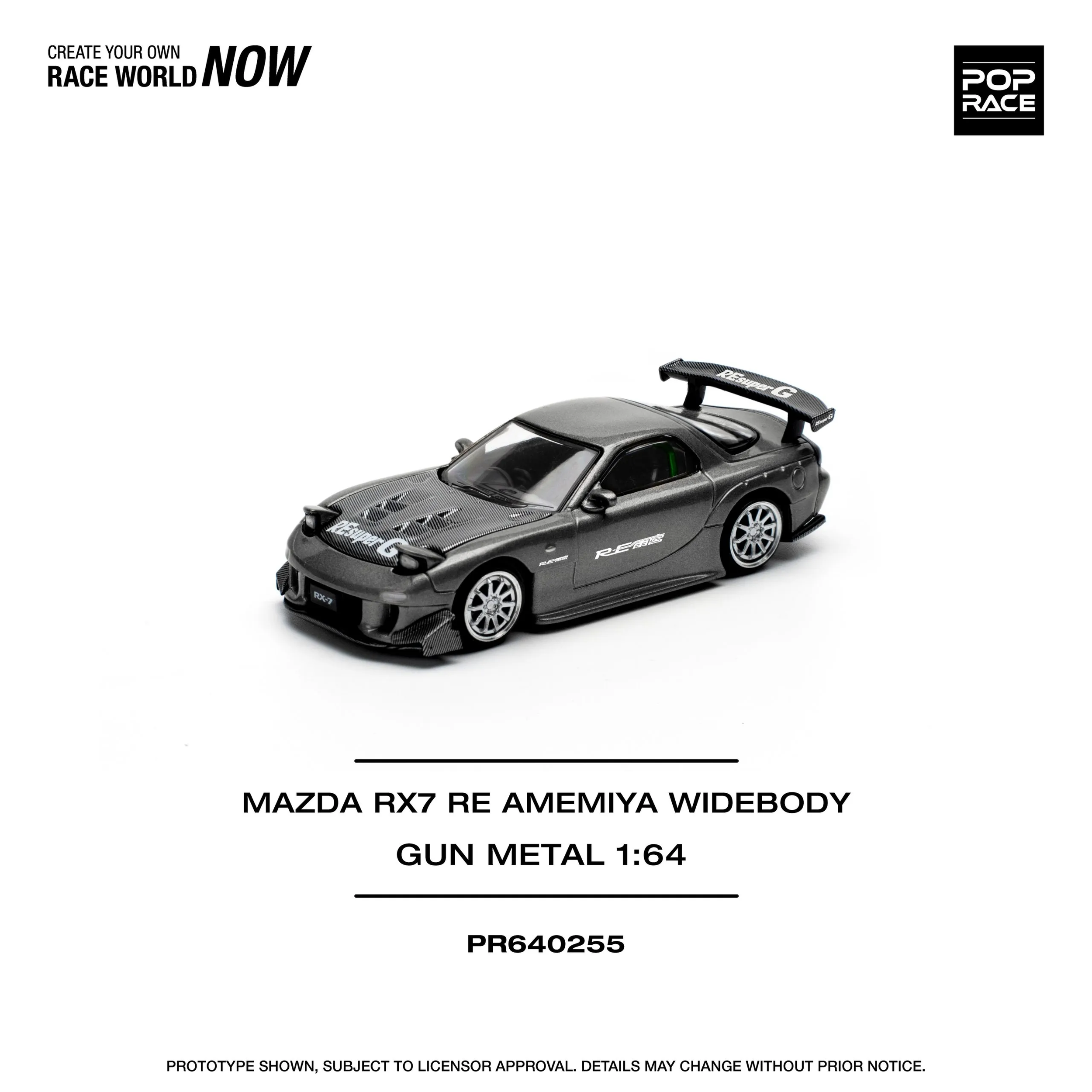 Pop Race 1:64 Mazda RX-7 (FD3S) RE-AMEMIYA Widebody Gun Metal Grey