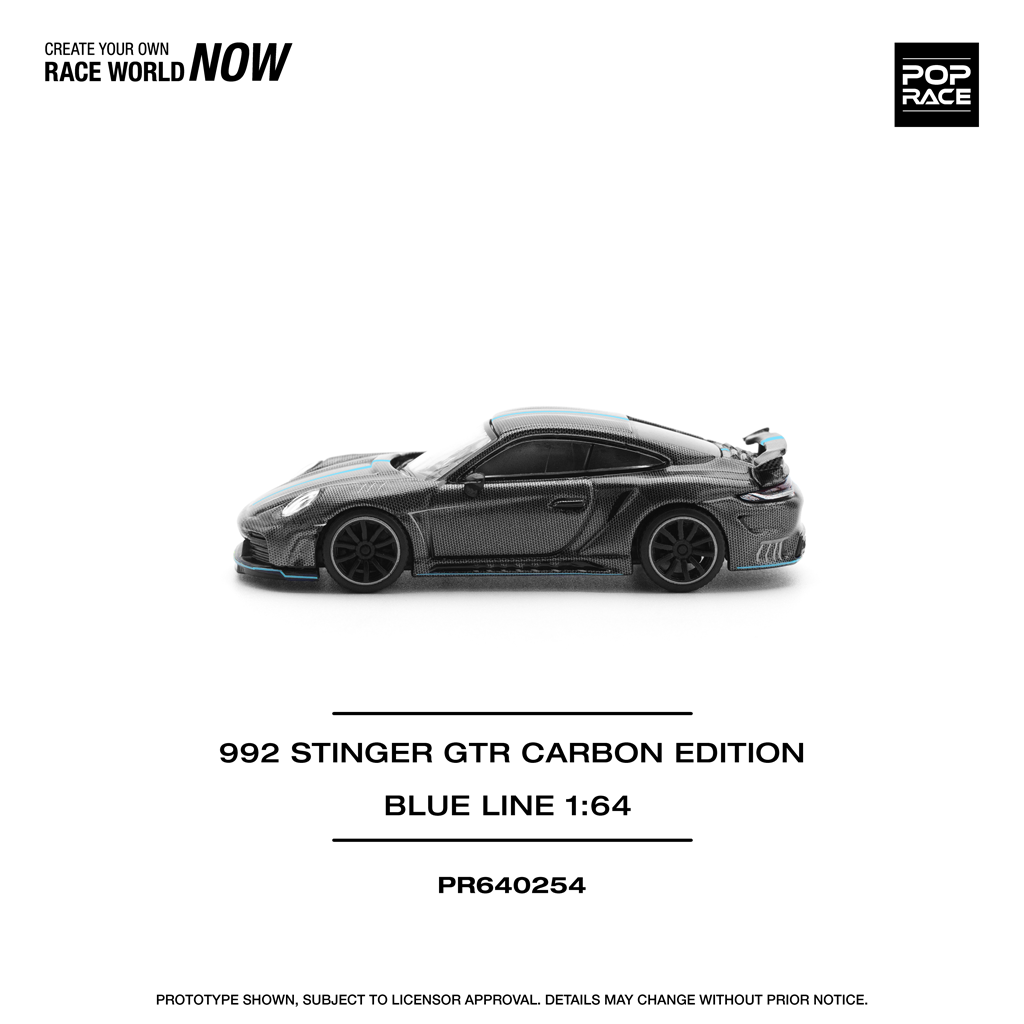 (Pre-order) Pop Race 1:64 Porsche 992 Stinger GTR Carbon Ed. (Blue Line)