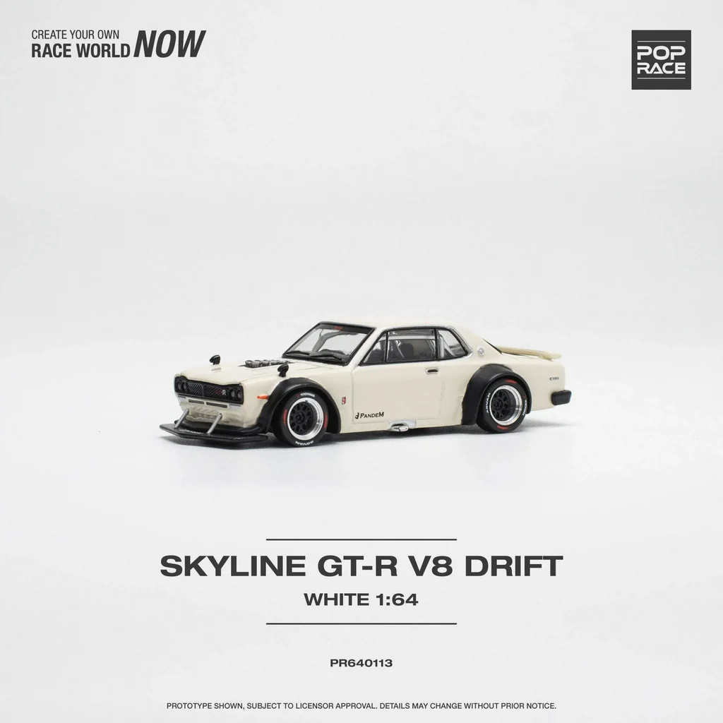 Pop Race 1:64 Nissan Skyline GT-R V8 Drift ( Hakosuka ) White
