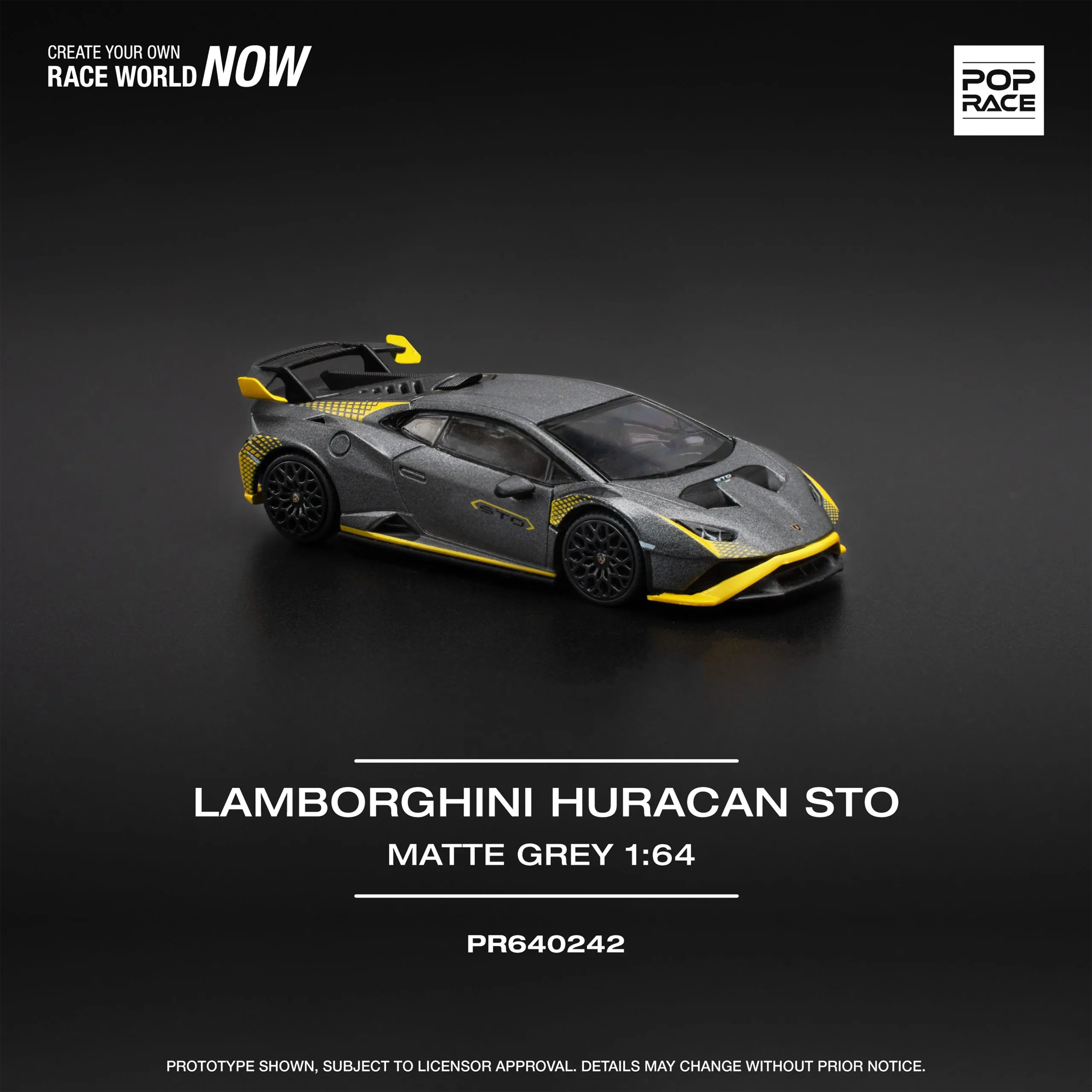 Pop Race 1:64 Lamborghini Huracan STO Matte Grey