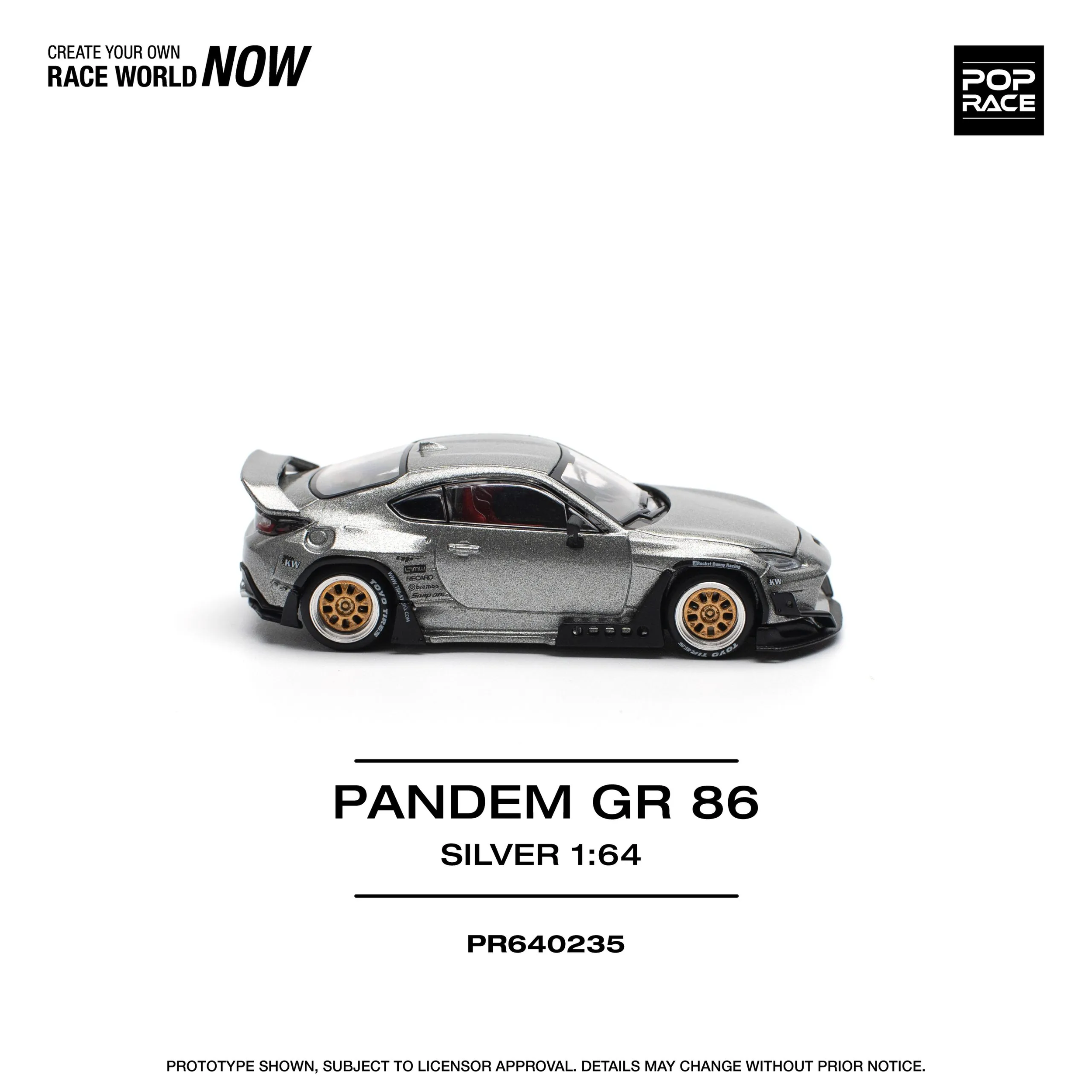 Pop Race 1:64 Pandem Toyota GR86 Silver