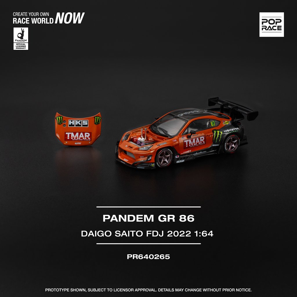 (Pre-order) Pop Race 1:64 Pandem Toyota GR86 Daigo Saito Formula Drift Japan 2022