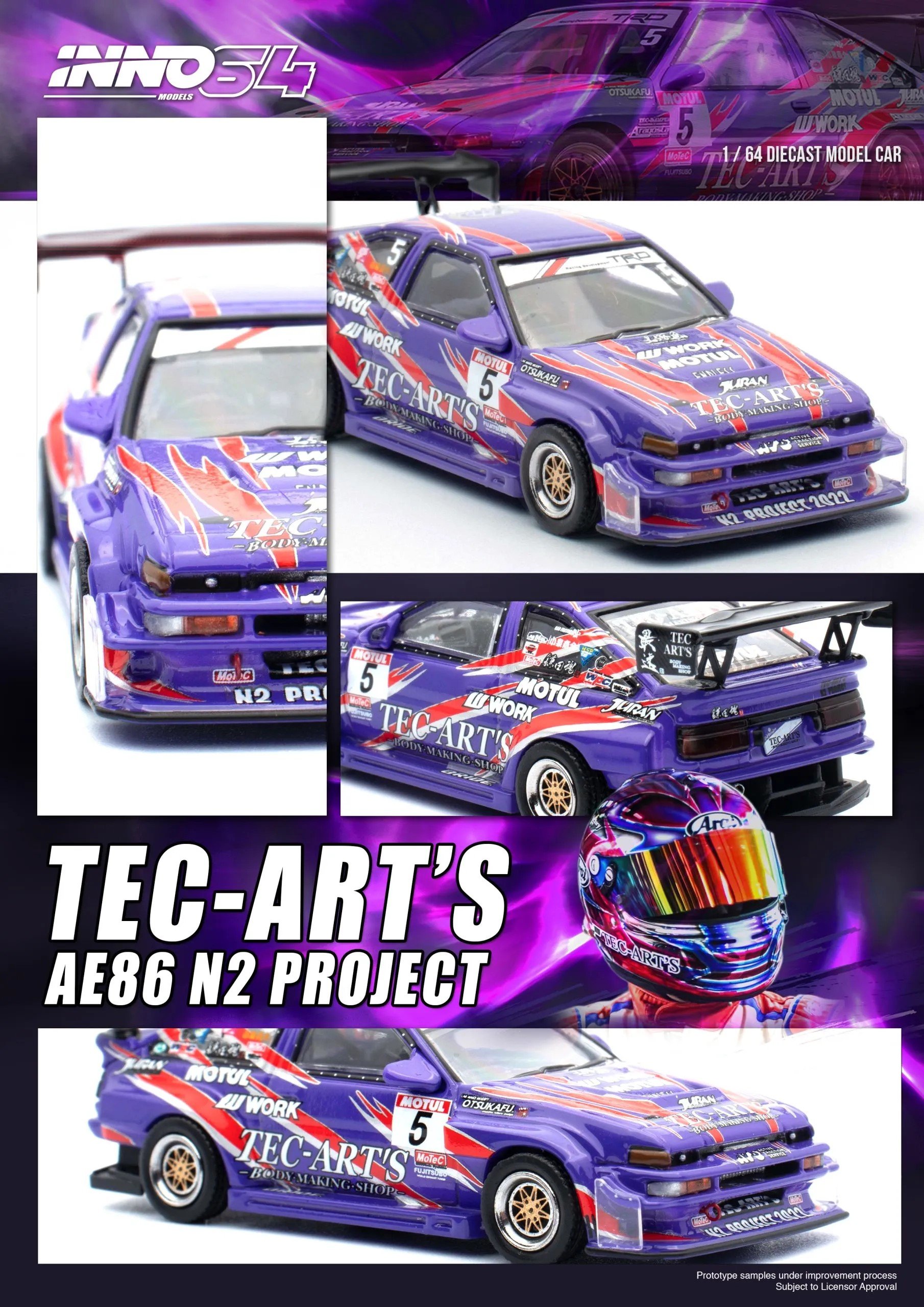 Inno64 1:64 Toyota AE86 N2 Tec-Art's Yoshinori Kamata