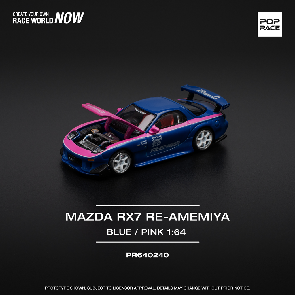 (Pre-order) Pop Race 1:64 Mazda RX7 Re-Amemiya Blue/Pink