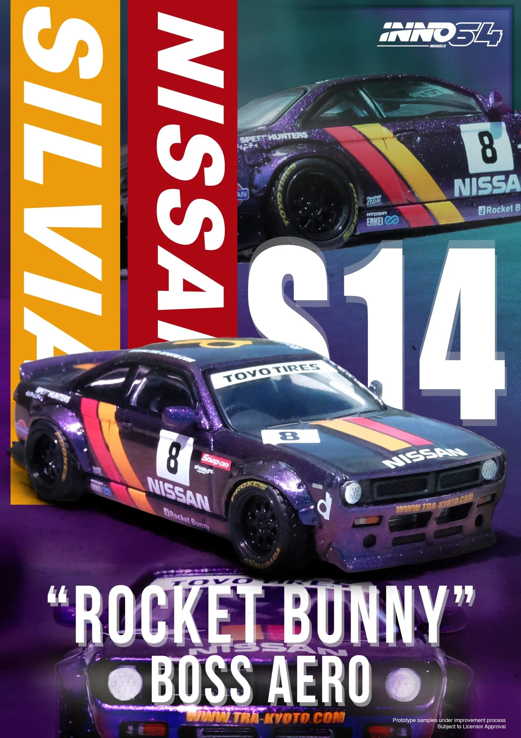 Inno64 1:64 Nissan Silvia (S14) BOSS ROCKET BUNNY Purple