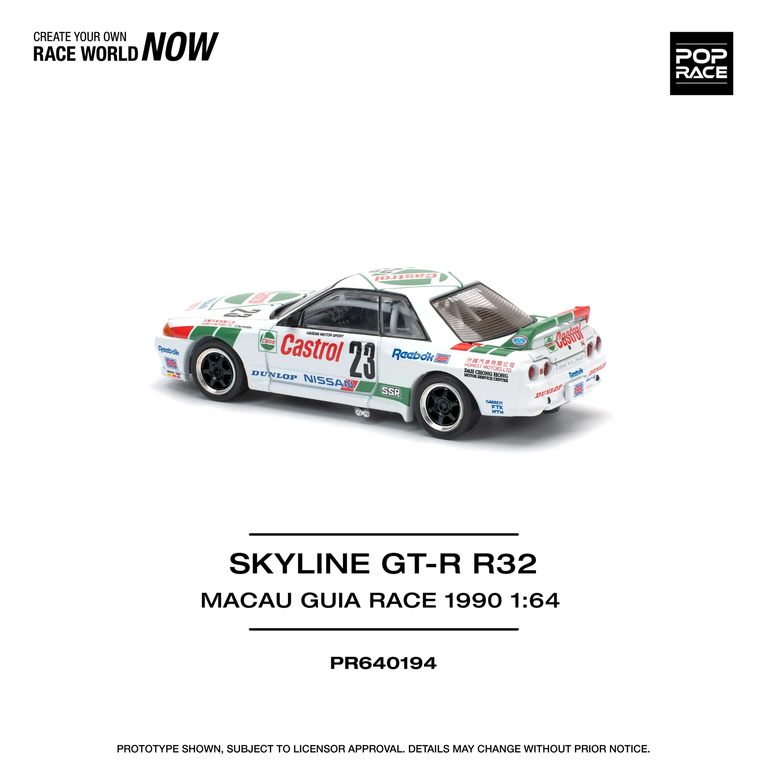 Pop Race 1:64 Nissan Skyline GT-R R32 Macau Guia Race 1990 Winner